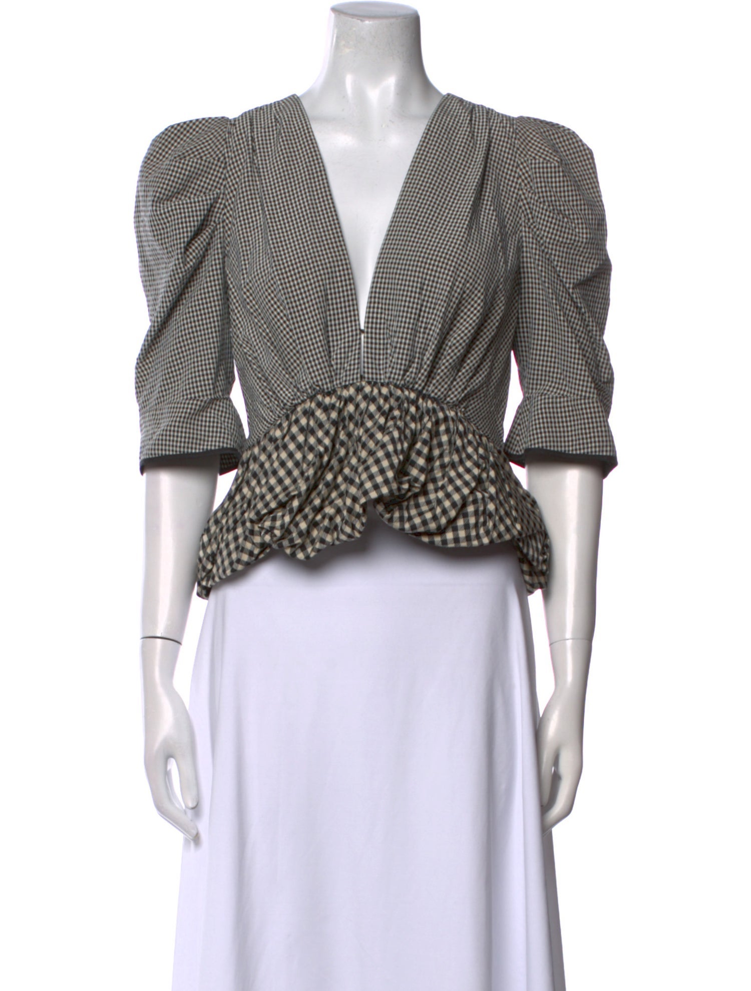 Isa Arfen Silk Plaid Print Crop Top