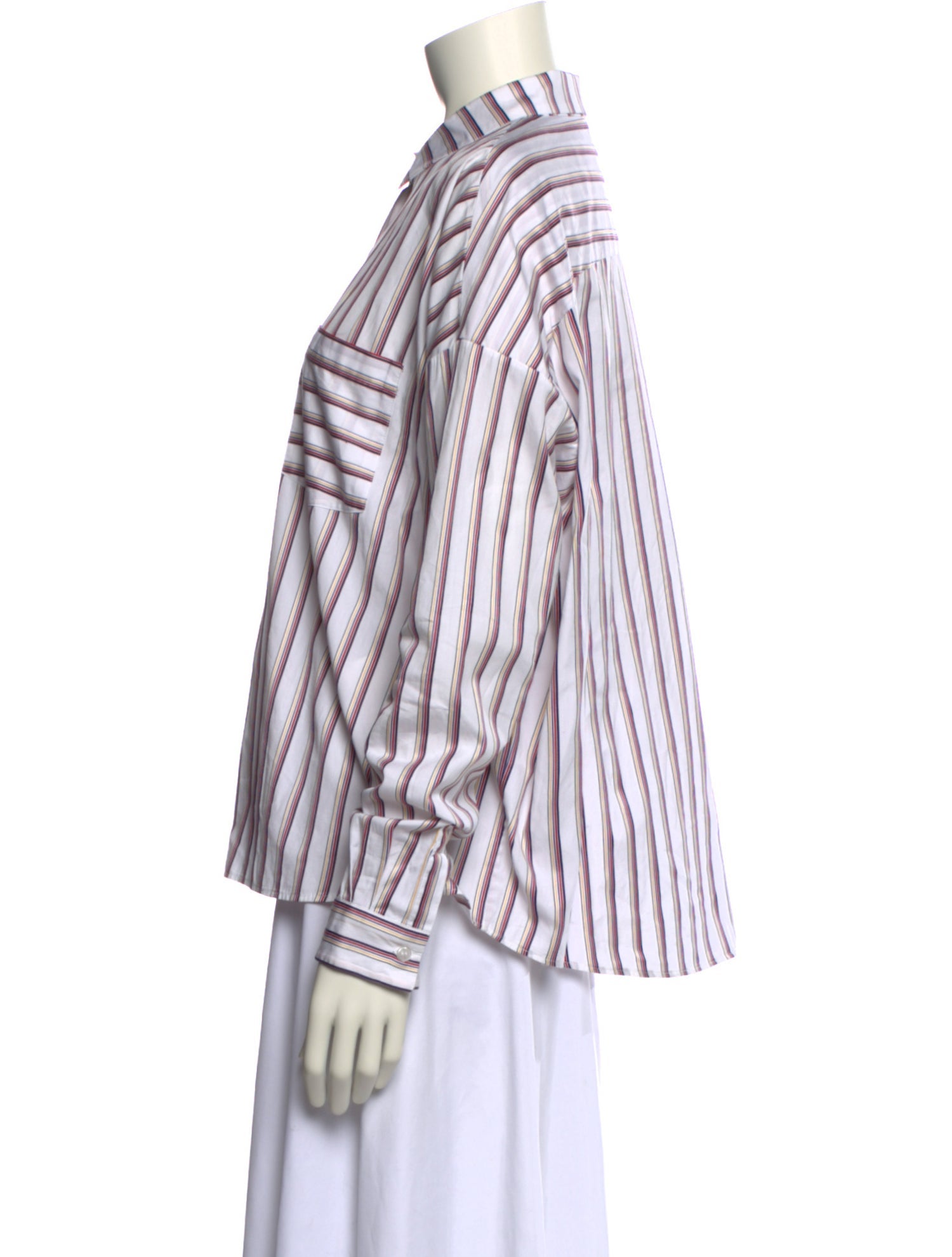 Isa Arfen Striped Long Sleeve Button-Up Top