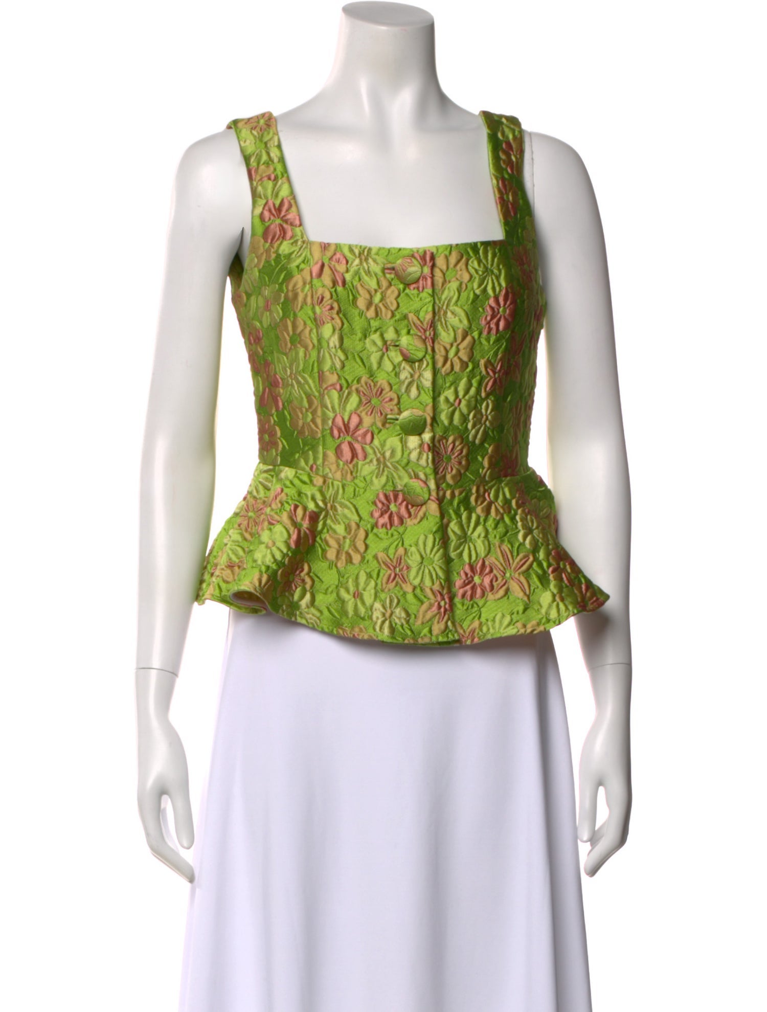 Isa Arfen Floral Print Square Neckline Top