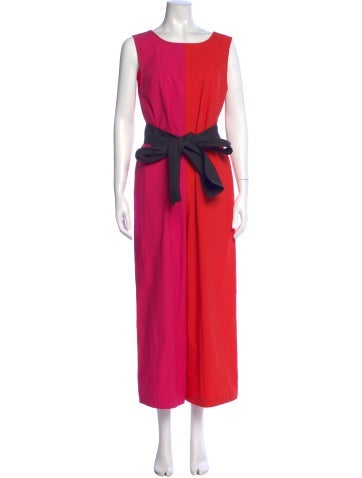 Pre-owned Isa Arfen Colorblock Pattern Scoop Neck Jumpsuit W/ Tags In Pink