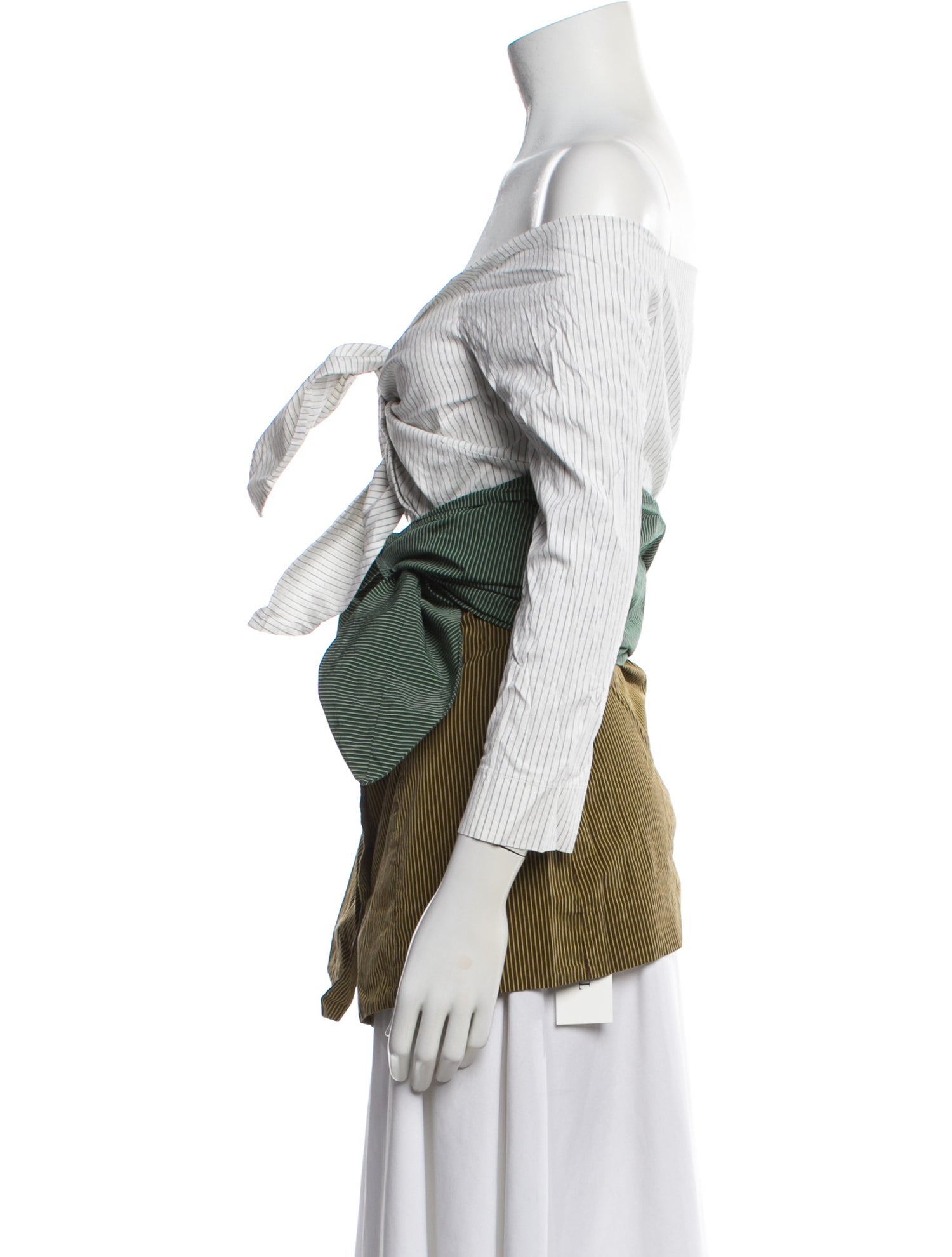 Isa Arfen Striped Off-The-Shoulder Button-Up Top