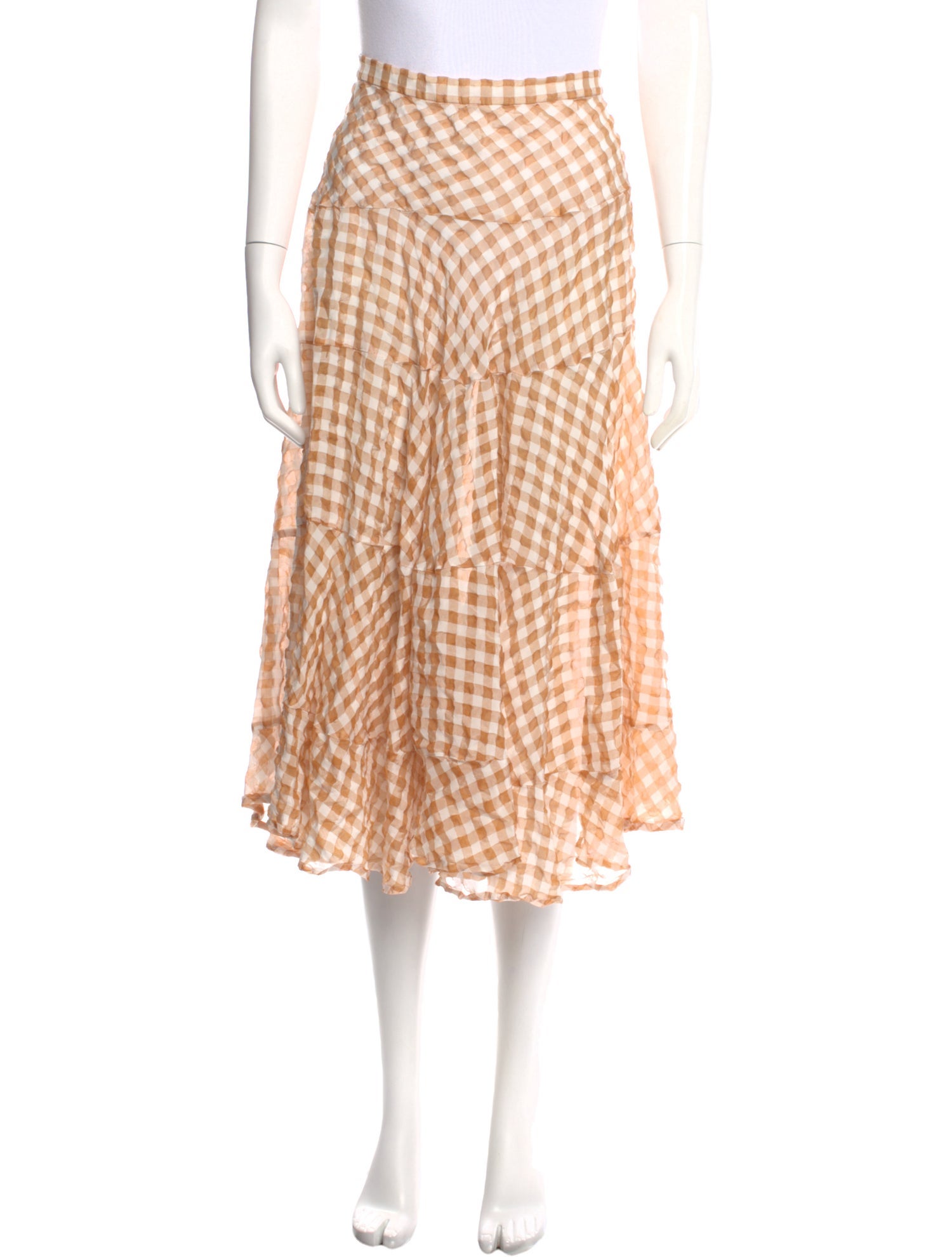 Isa Arfen Plaid Print Midi Length Skirt