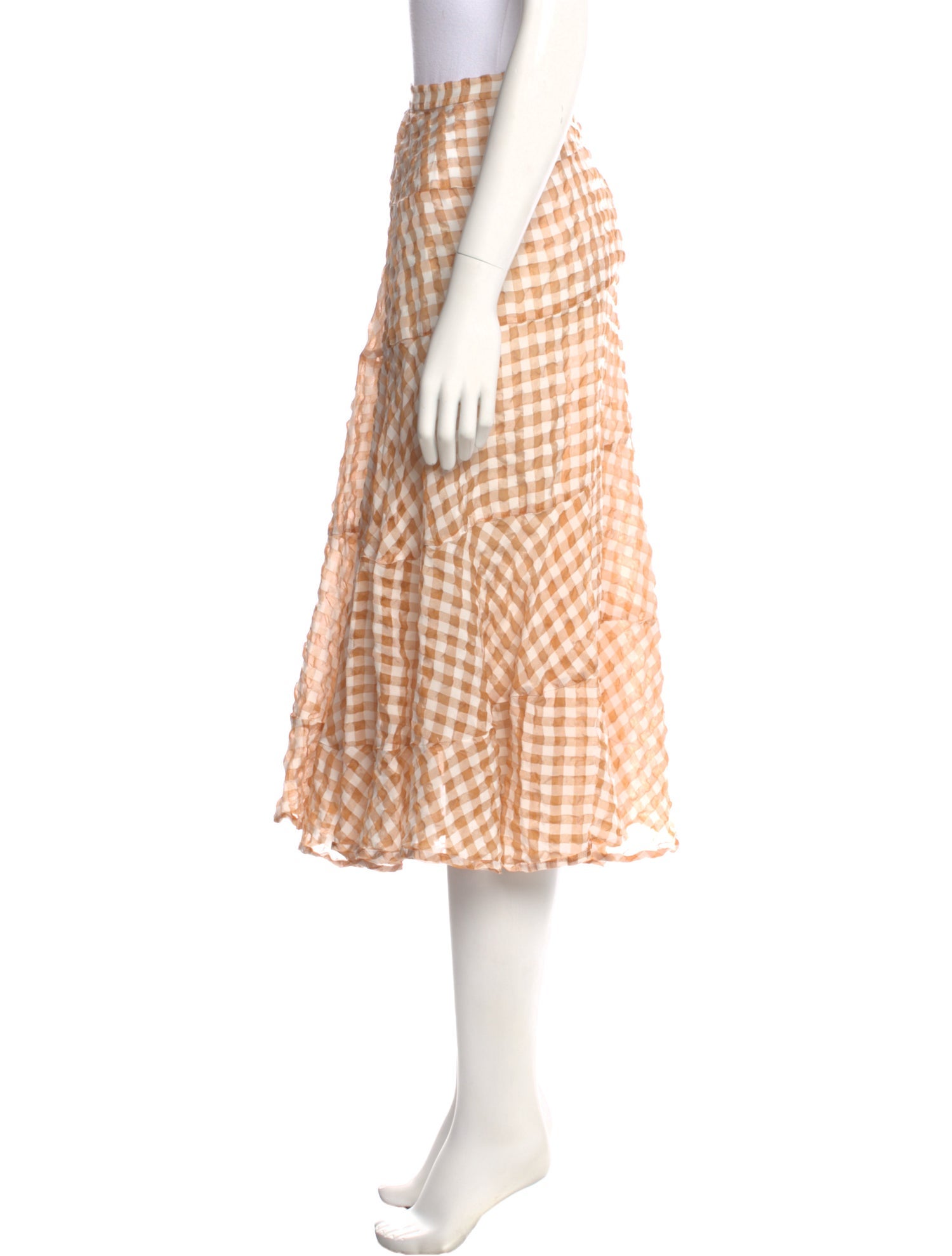 Isa Arfen Plaid Print Midi Length Skirt