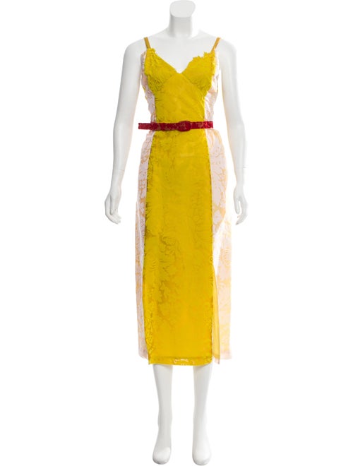 Rosie Assoulin Silk Devoré Dress Yellow