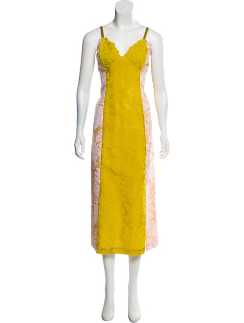 Rosie Assoulin Silk Devoré Dress Yellow