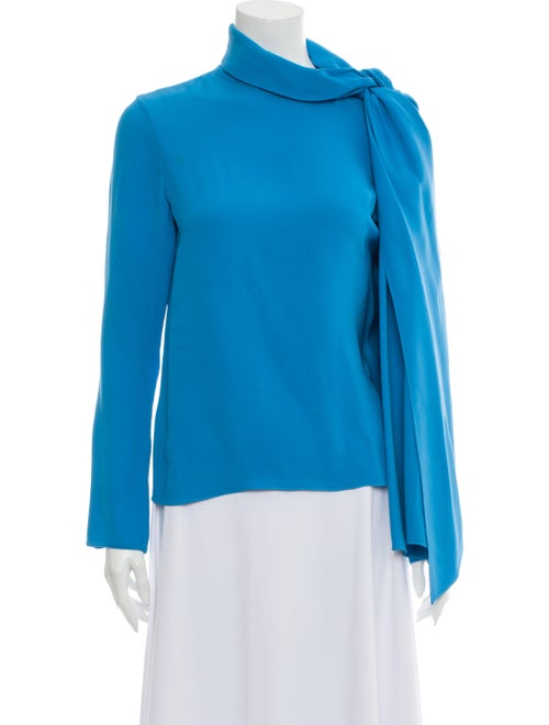 Rosie Assoulin Silk Tie Neck Sweatshirt Blue