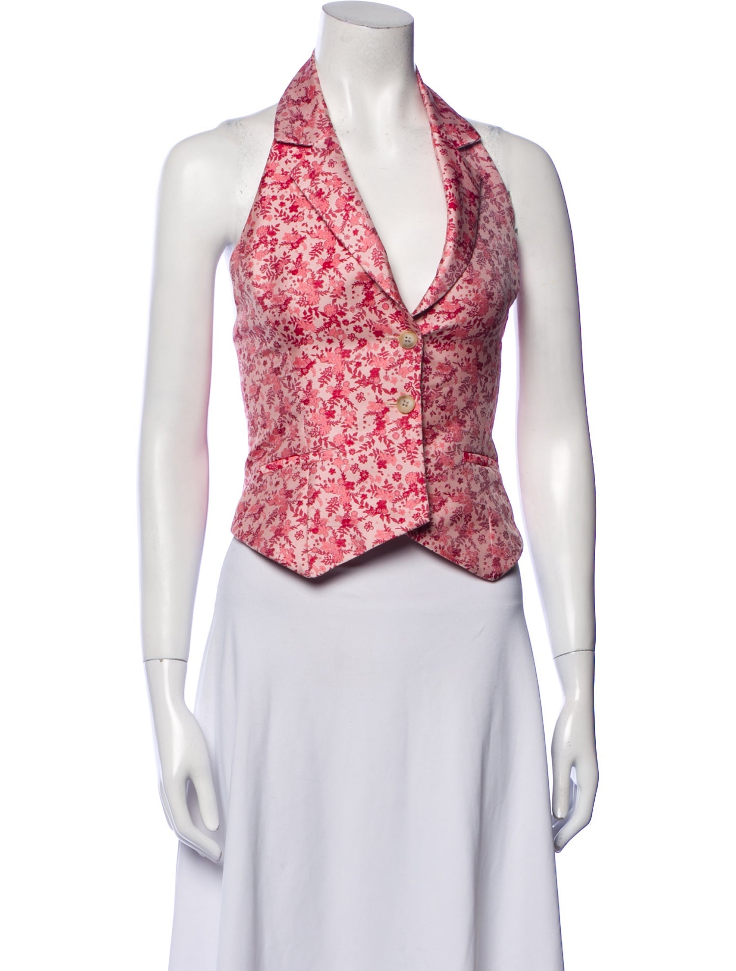 Rosie Assoulin Floral Print Halterneck Crop Top w/ Tags