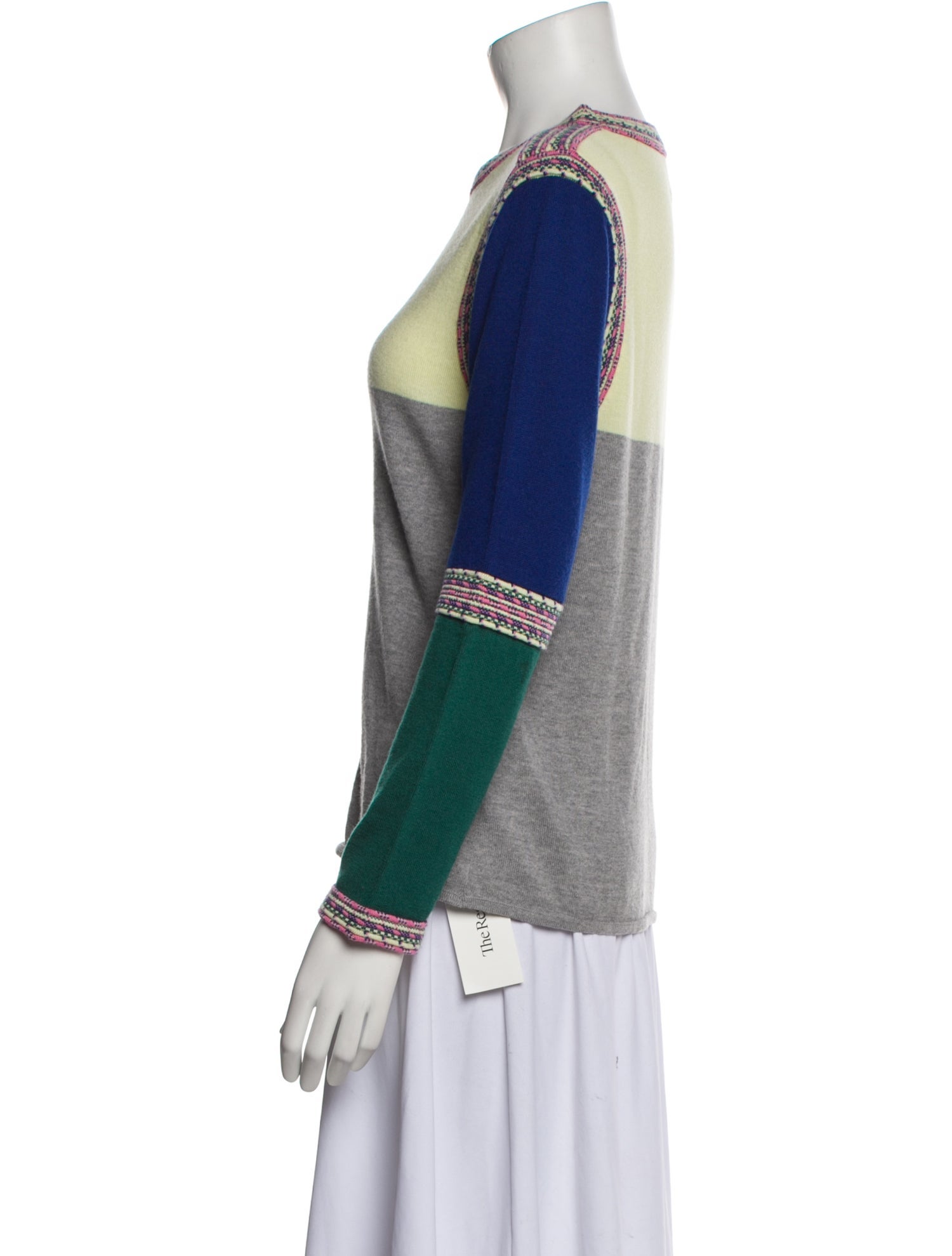 Rosie Assoulin Wool Colorblock Pattern Sweater