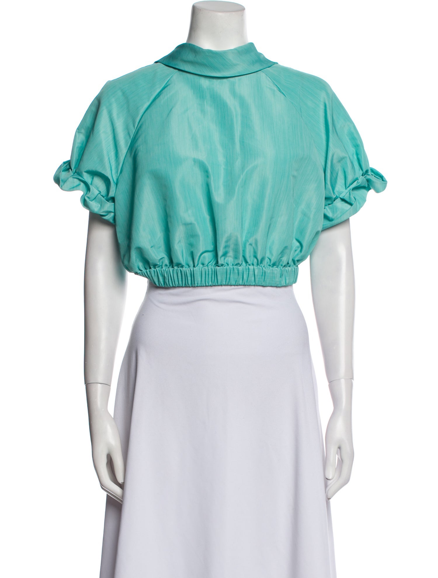 Rosie Assoulin Mock Neck Short Sleeve Crop Top