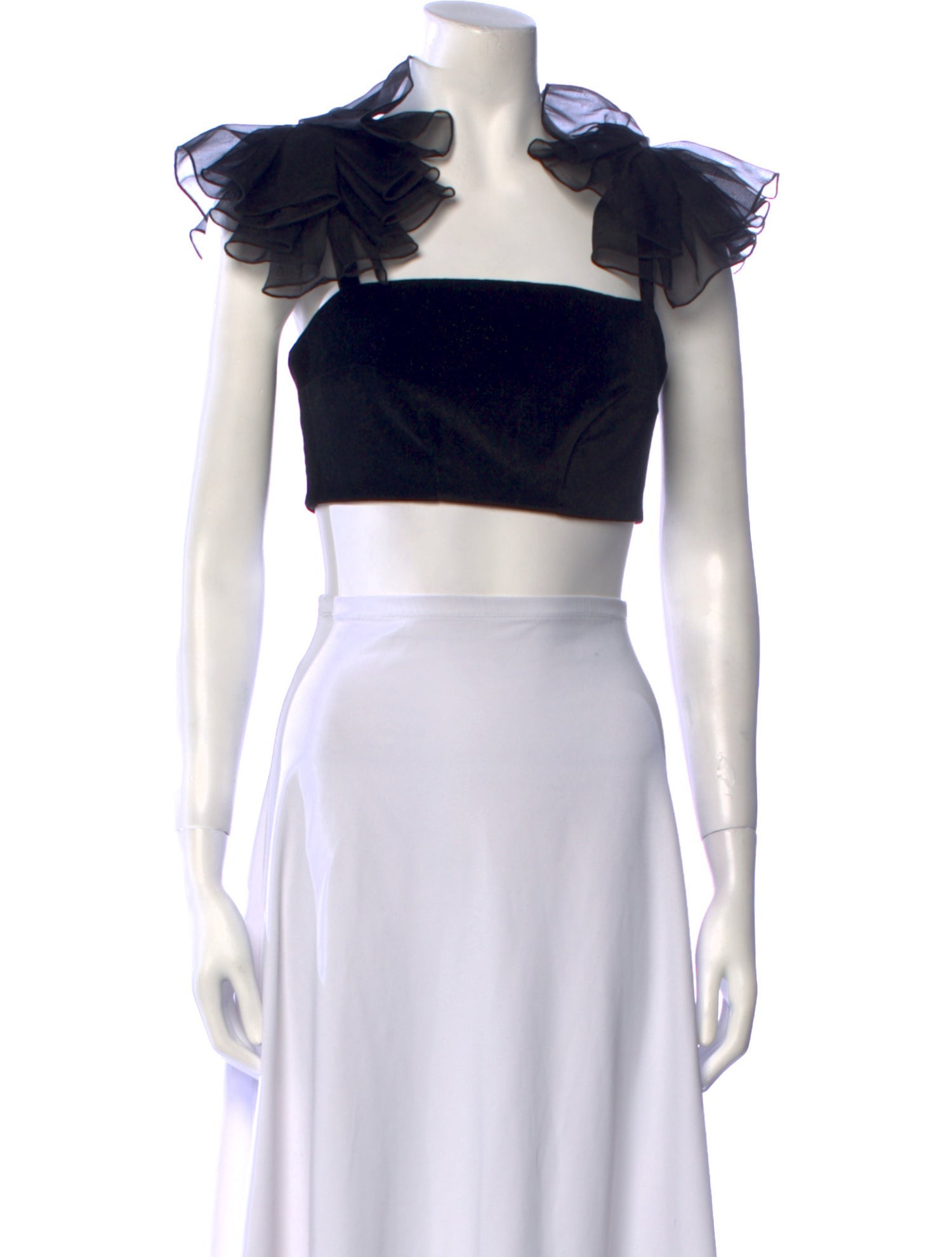 Rosie Assoulin Square Neckline Short Sleeve Crop Top