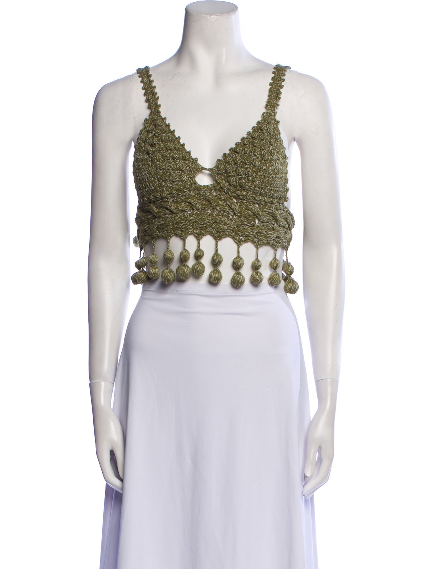 Rosie Assoulin V-Neck Sleeveless Crop Top