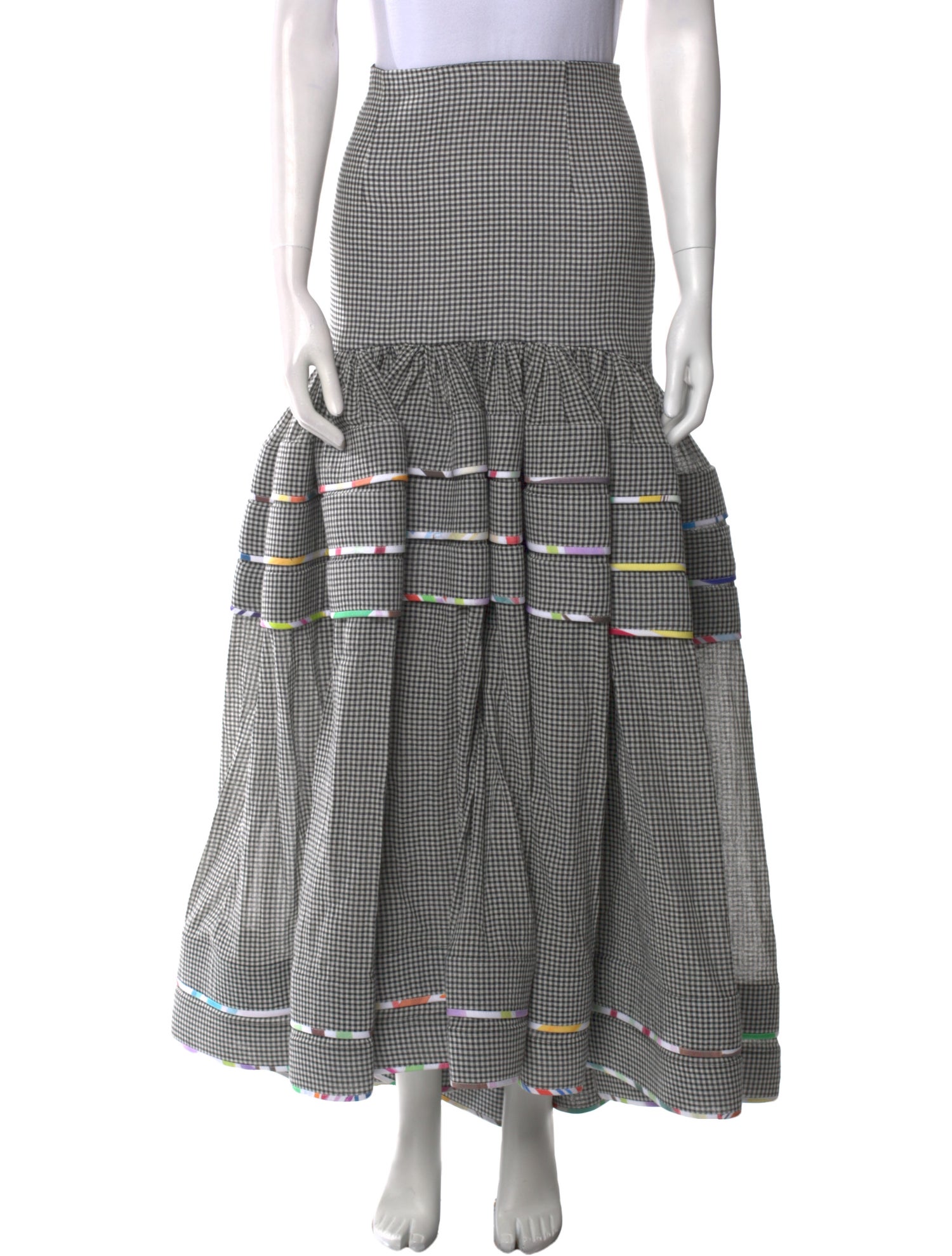 Rosie Assoulin Plaid Print Midi Length Skirt