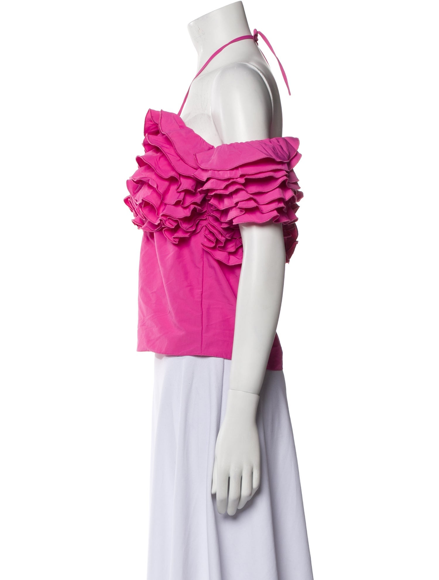 Rosie Assoulin Halterneck Short Sleeve Crop Top