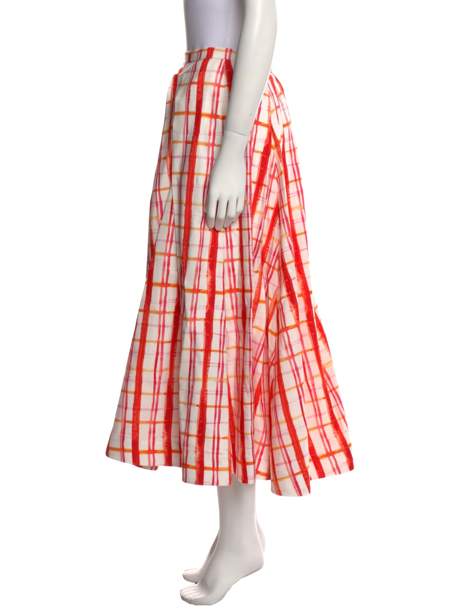 Rosie Assoulin Plaid Print Midi Length Skirt