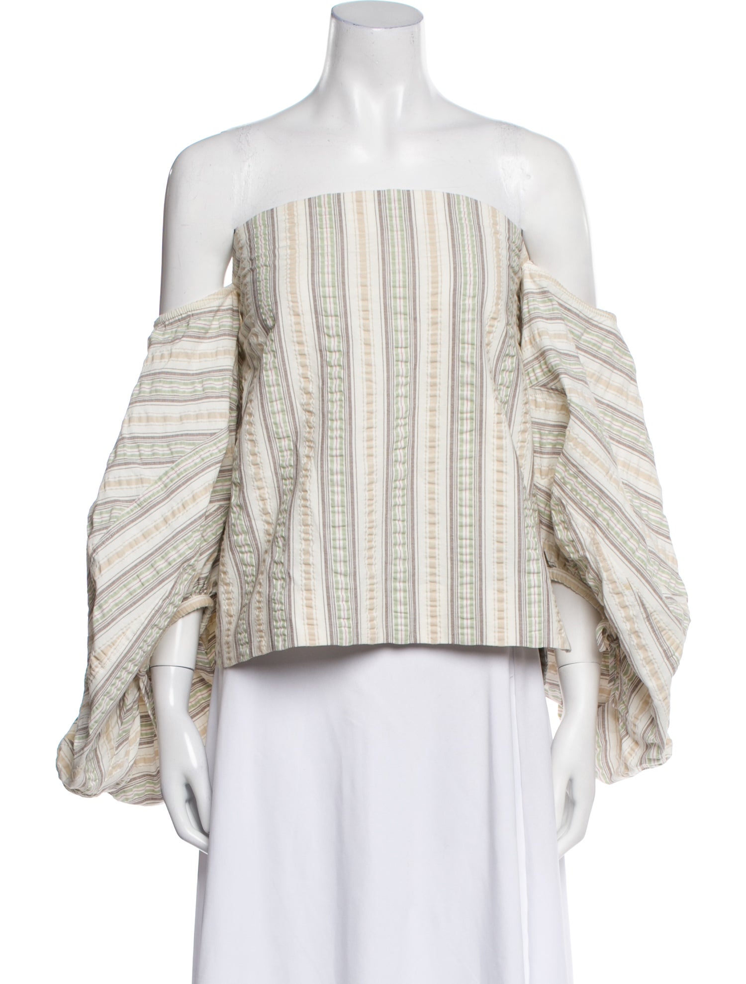 Rosie Assoulin Striped Off-The-Shoulder Crop Top