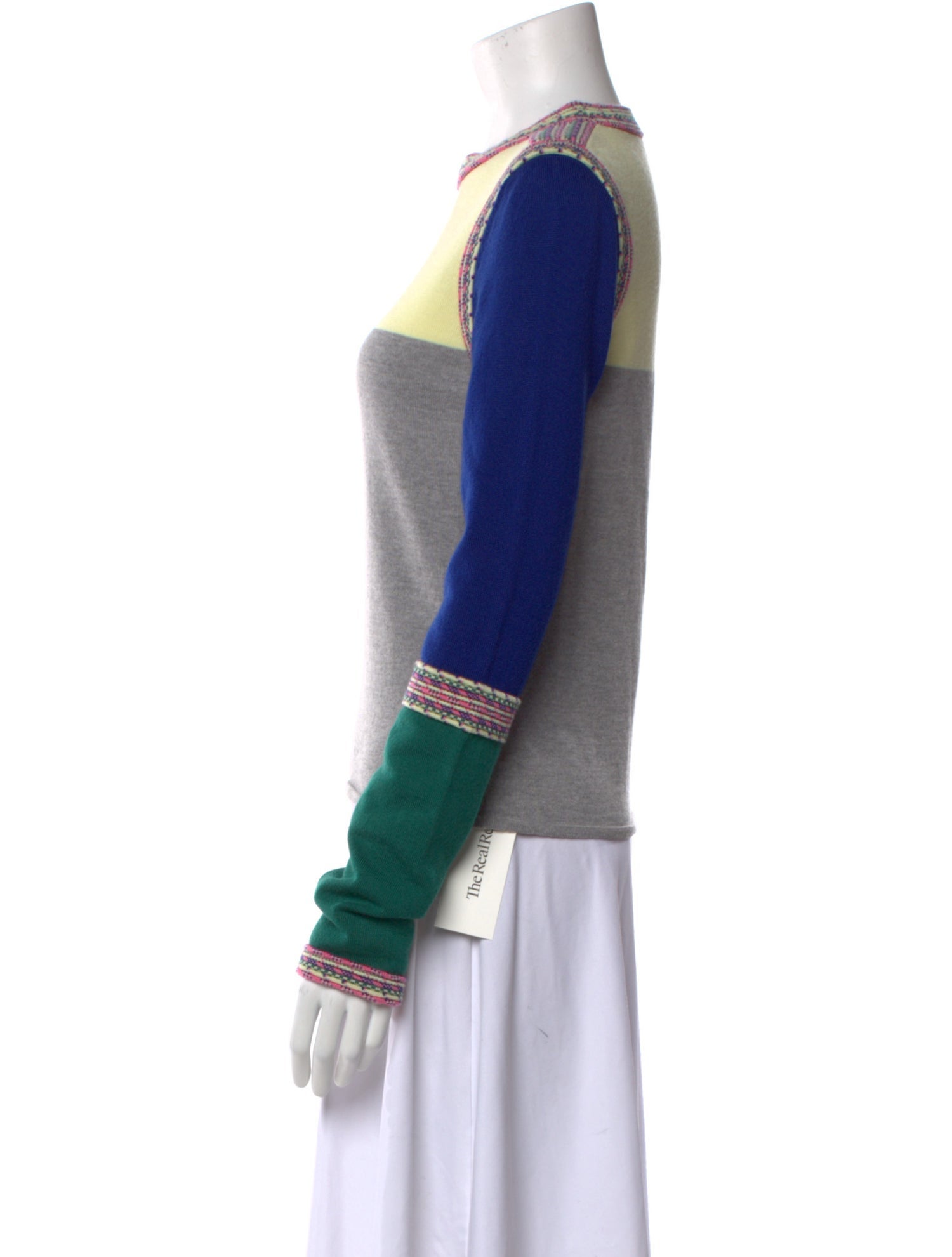 Rosie Assoulin Wool Colorblock Pattern Sweater