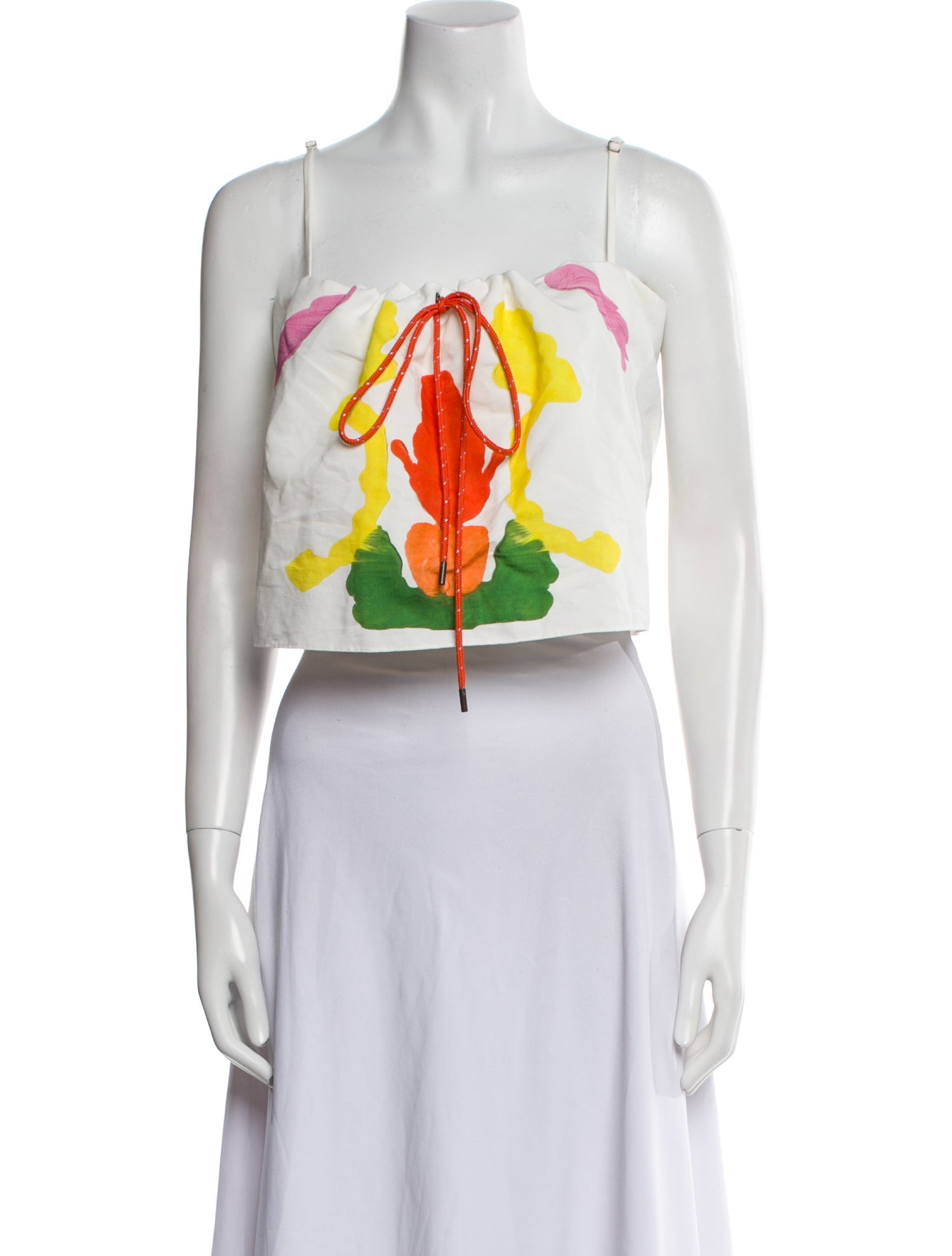 Rosie Assoulin Floral Print Square Neckline Crop Top w/ Tags