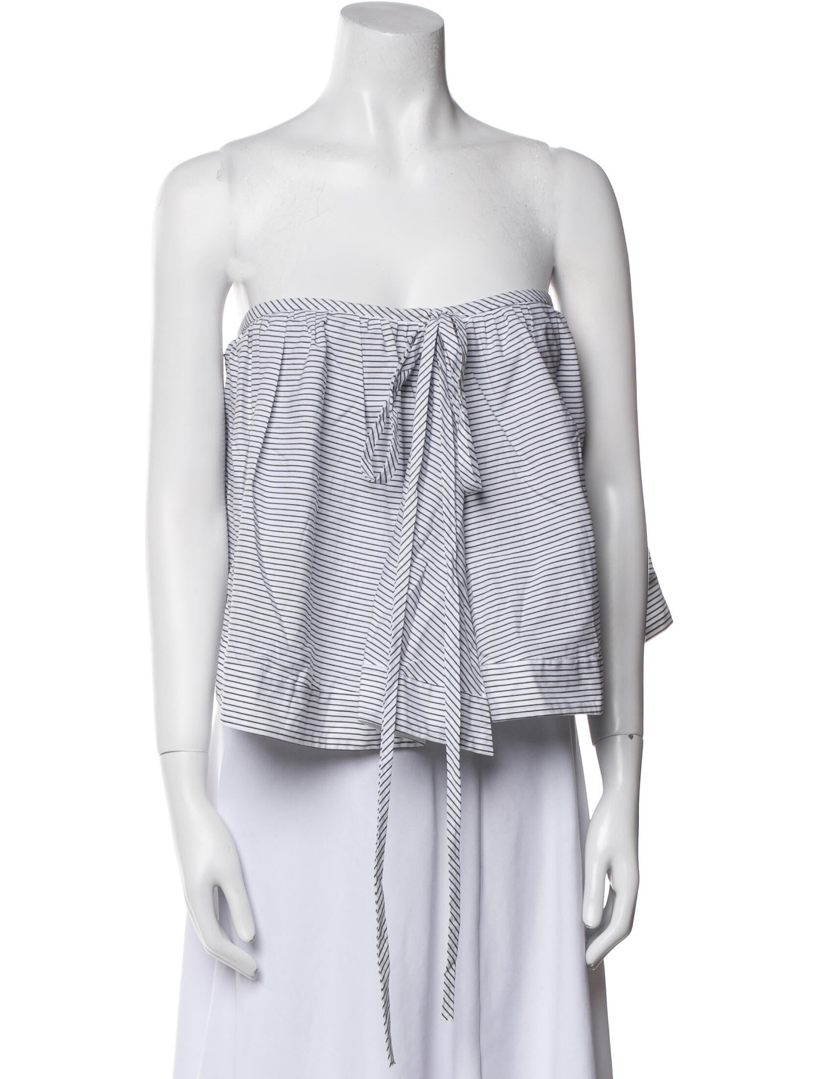 Rosie Assoulin Striped Strapless Crop Top