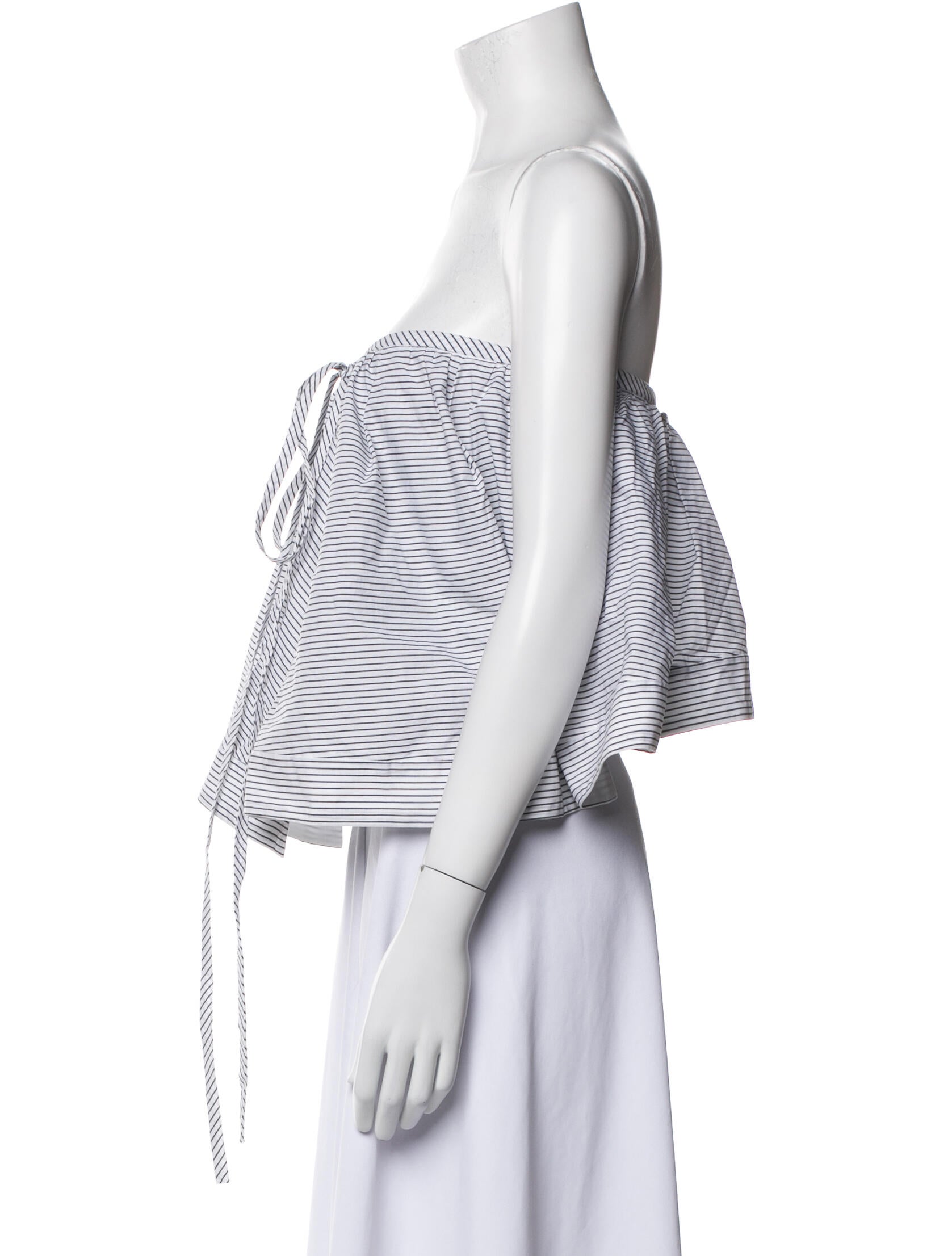 Rosie Assoulin Striped Strapless Crop Top