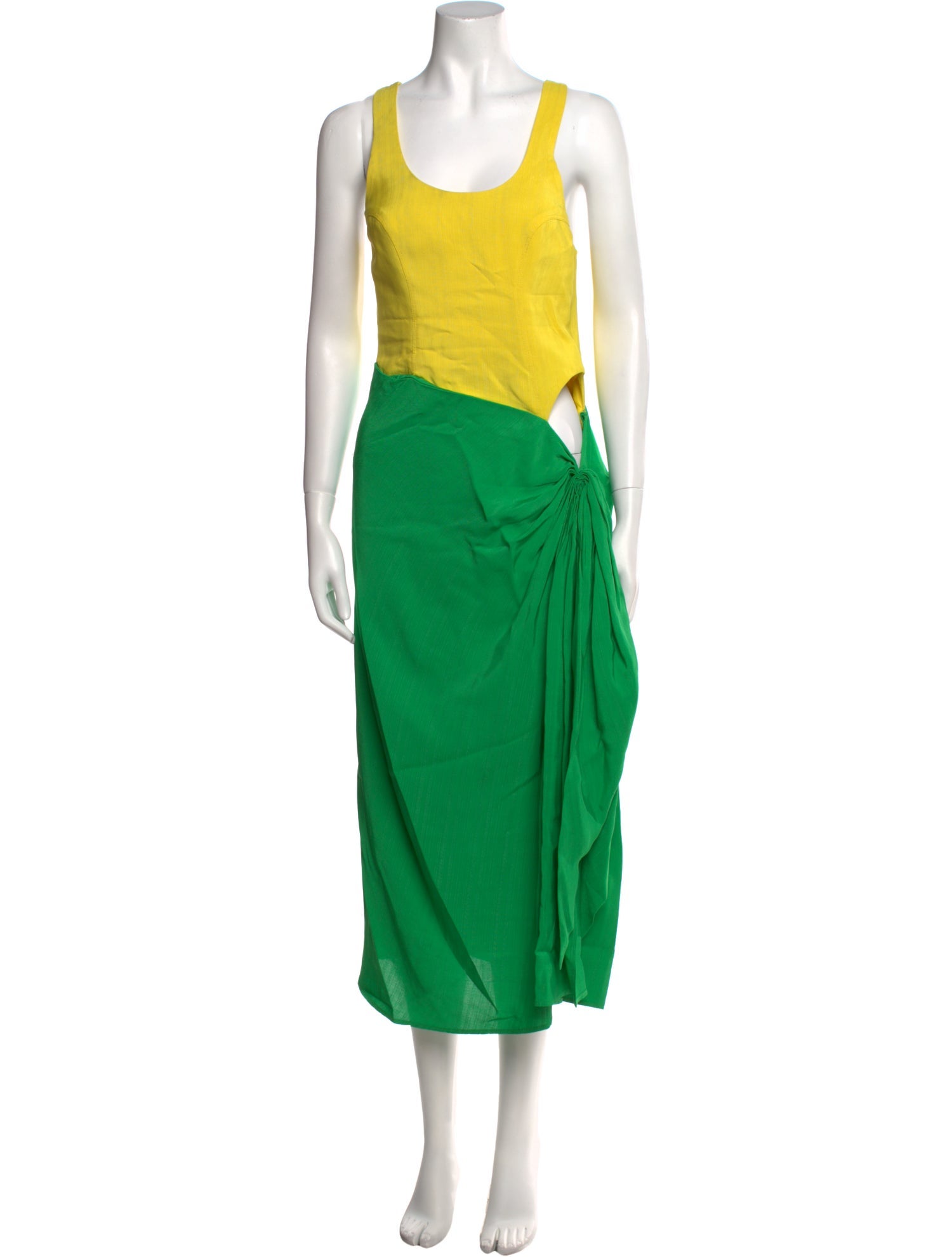 Rosie Assoulin Colorblock Pattern Long Dress