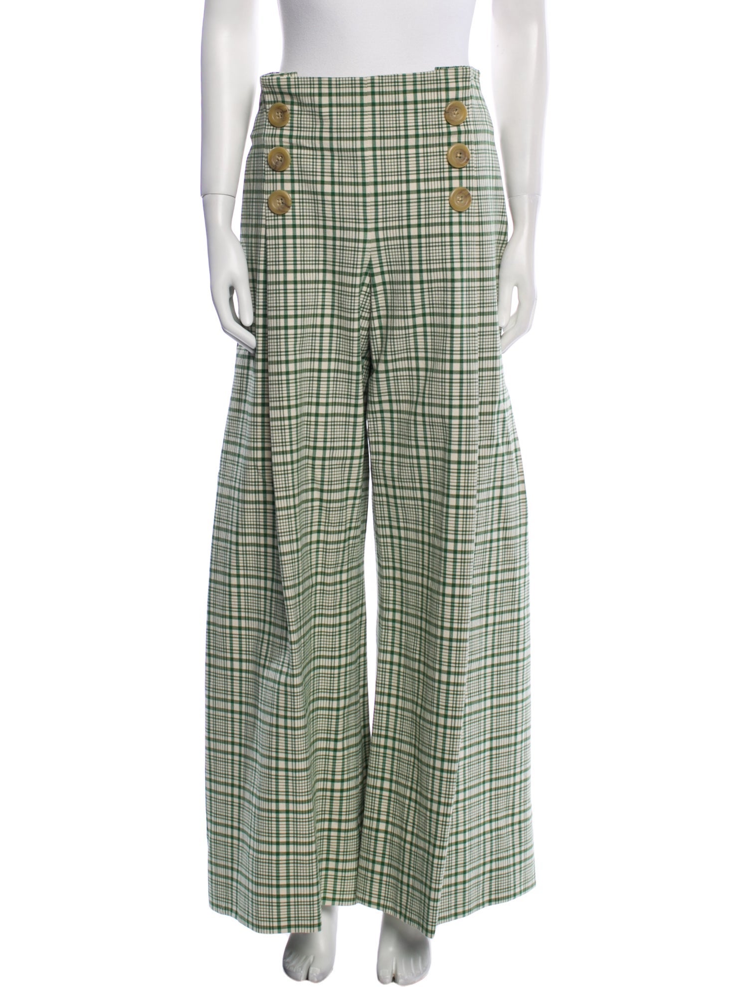 Rosie Assoulin Plaid Print Wide Leg Pants
