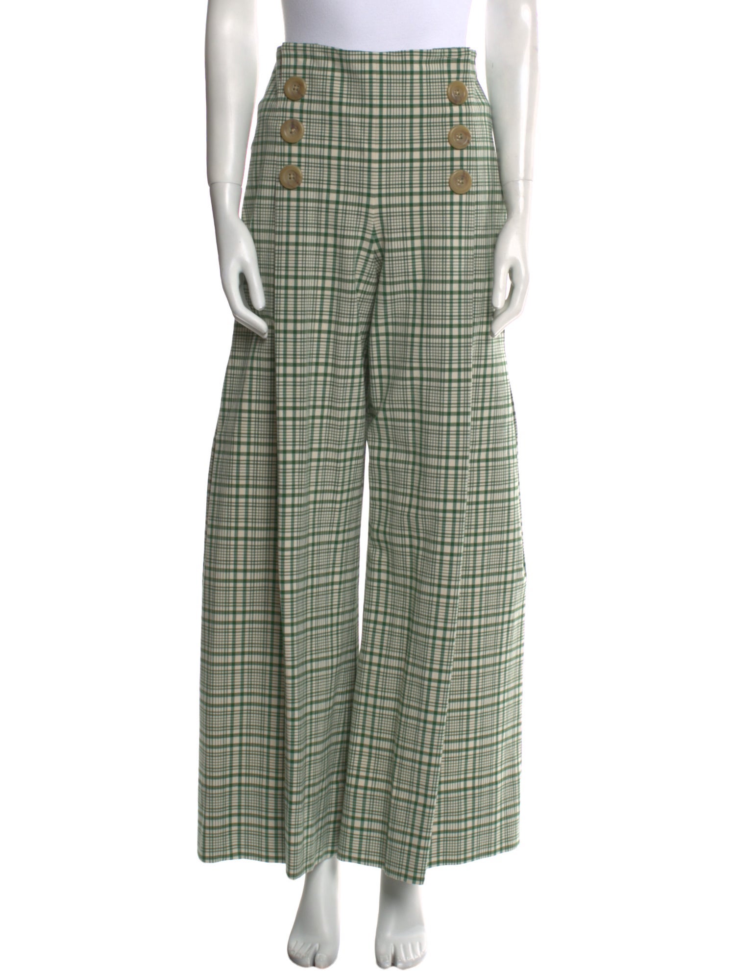 Rosie Assoulin Plaid Print Wide Leg Pants