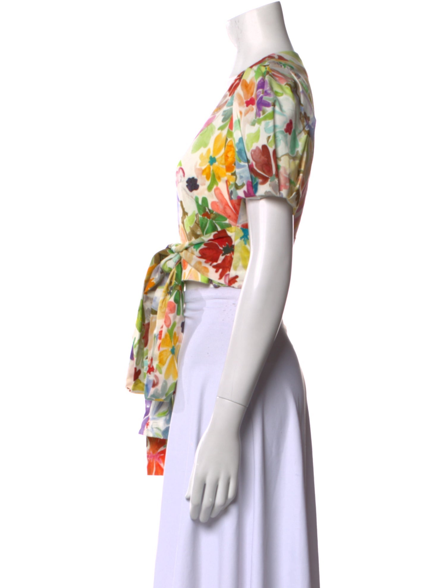 Rosie Assoulin Floral Print Scoop Neck Crop Top