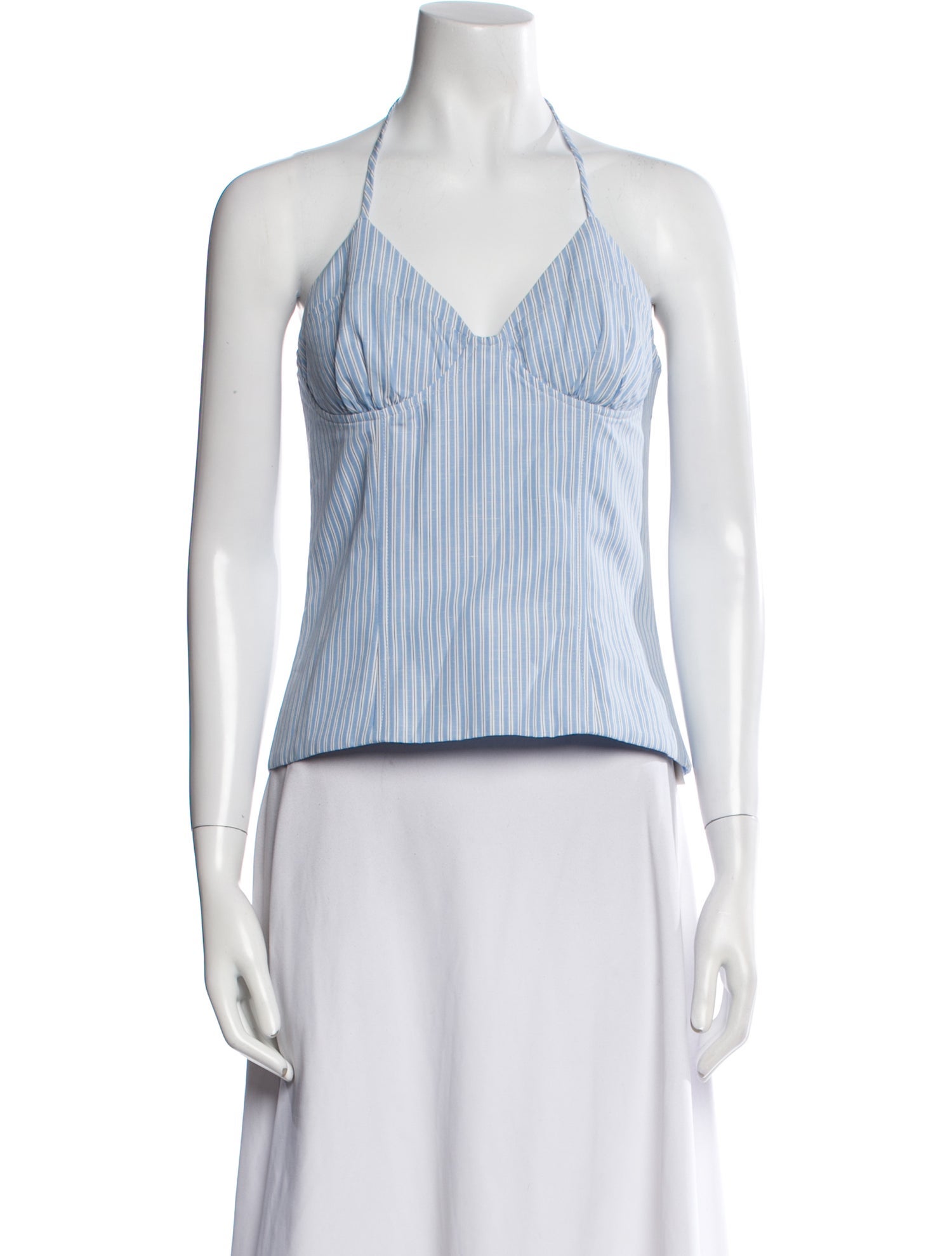 Rosie Assoulin Striped Halterneck Crop Top