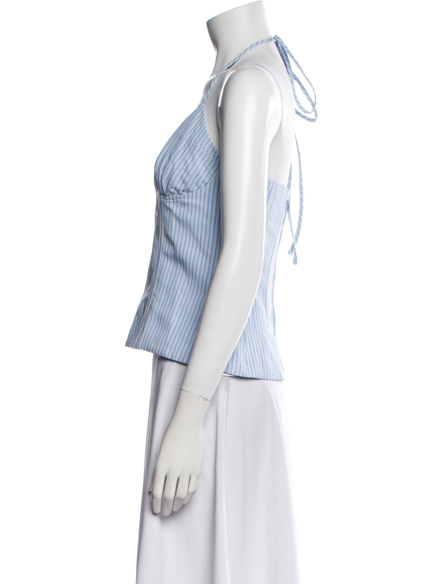 Rosie Assoulin Striped Halterneck Crop Top