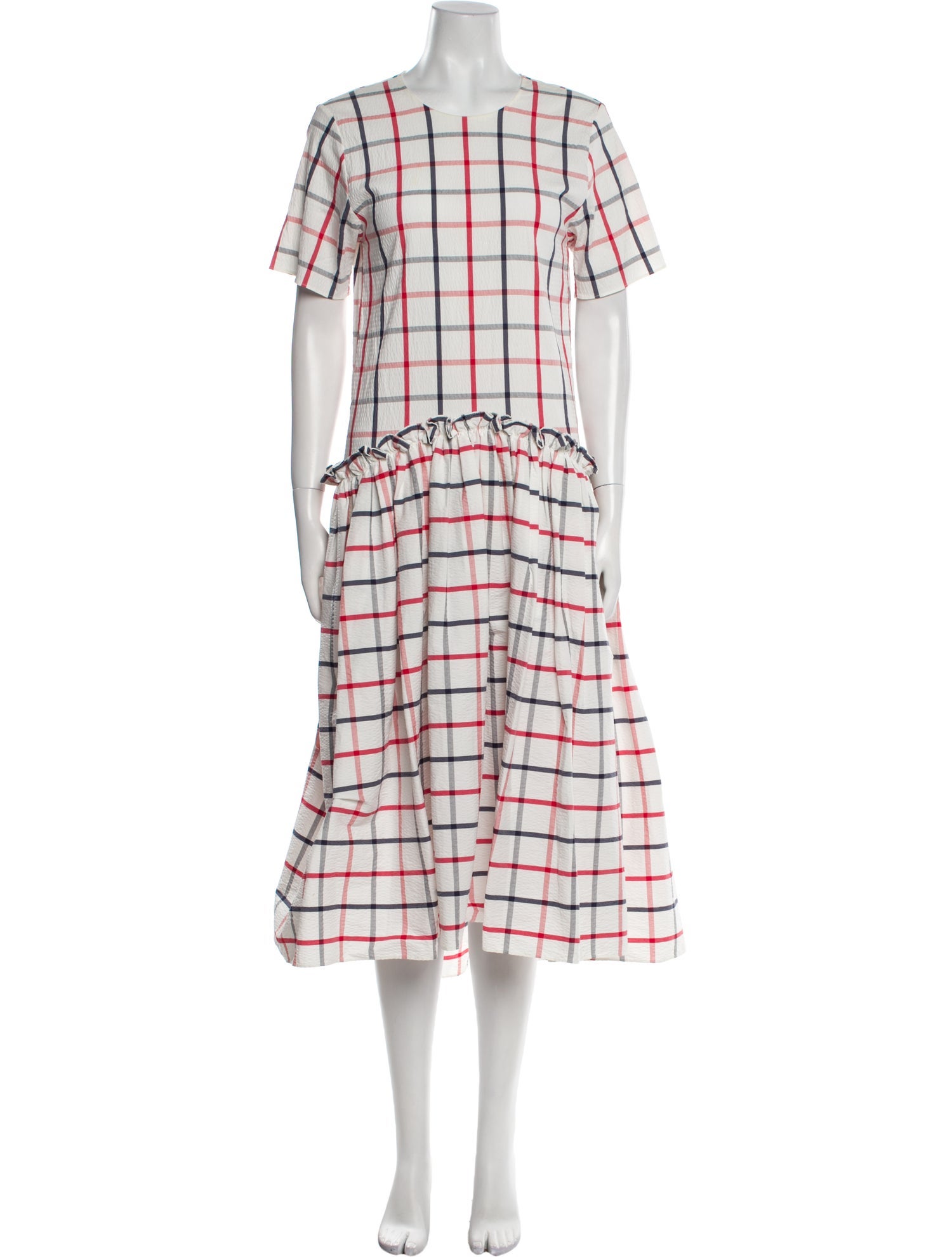 Rosie Assoulin Plaid Print Midi Length Dress