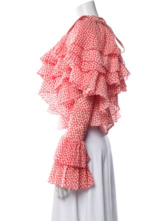 Rosie Assoulin Floral Print One-Shoulder Crop Top