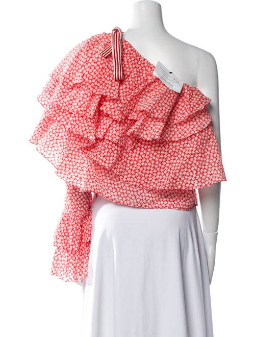 Rosie Assoulin Floral Print One-Shoulder Crop Top