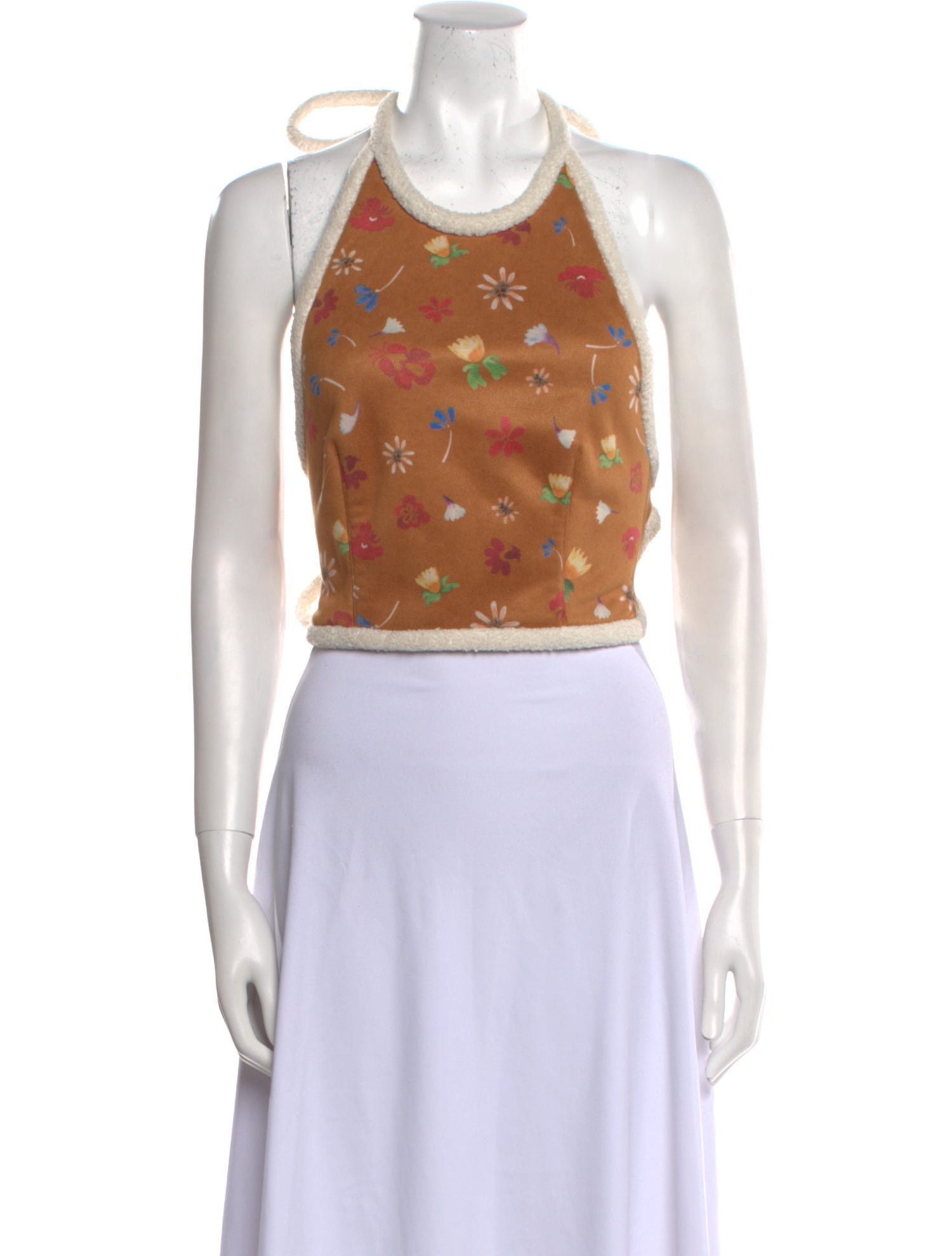 Rosie Assoulin Printed Halterneck Crop Top