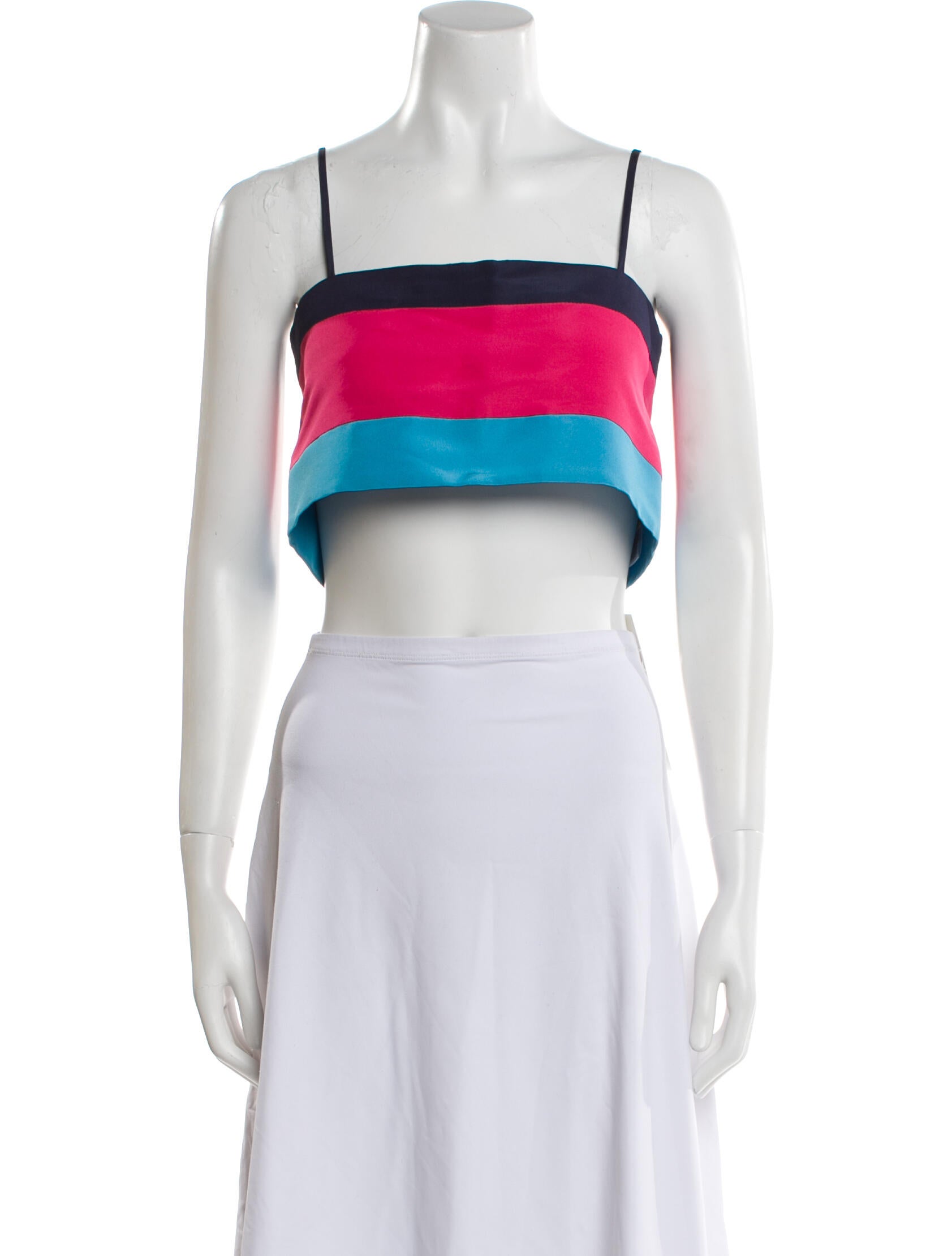 Rosie Assoulin Silk Colorblock Pattern Crop Top w/ Tags