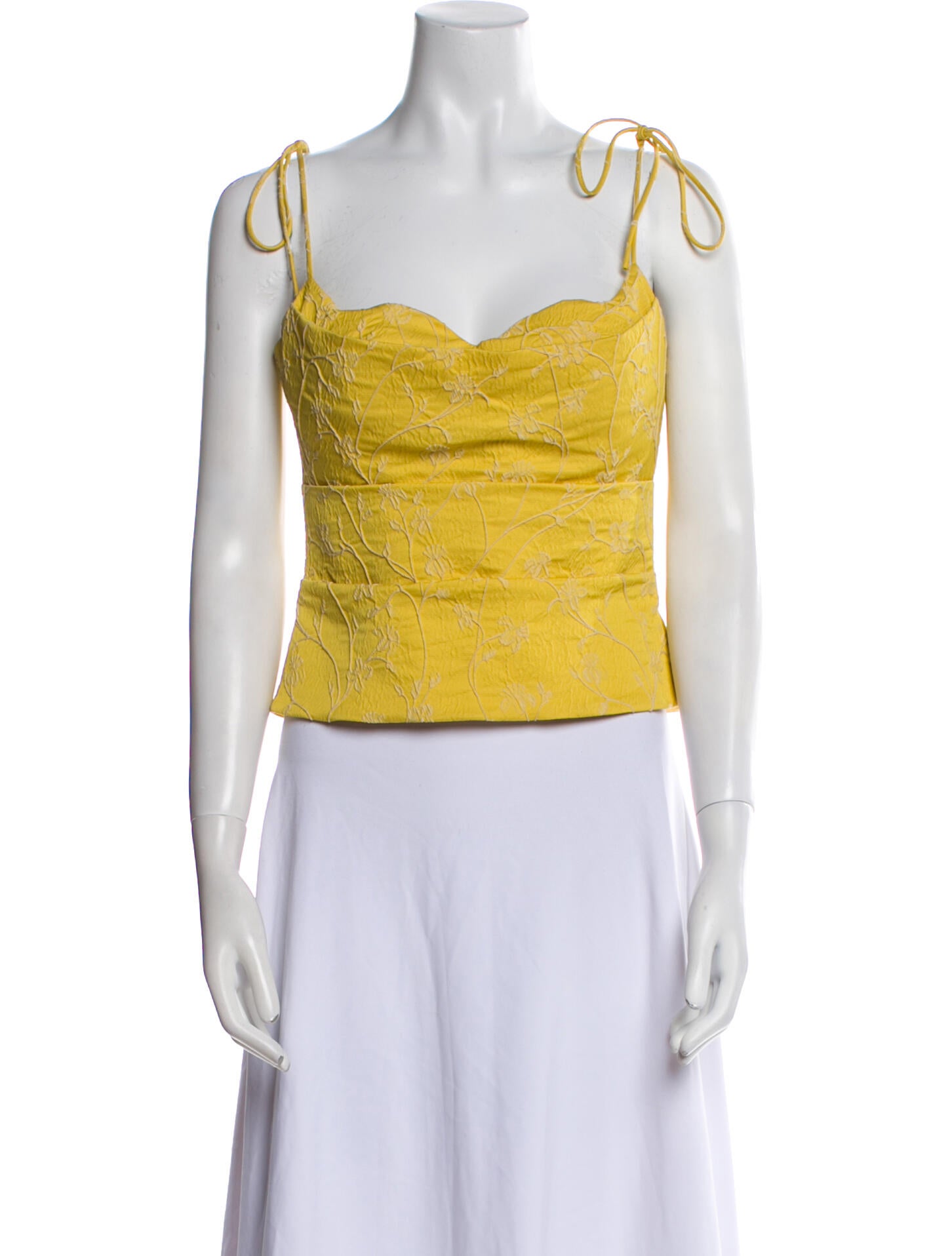 Rosie Assoulin Printed Square Neckline Crop Top