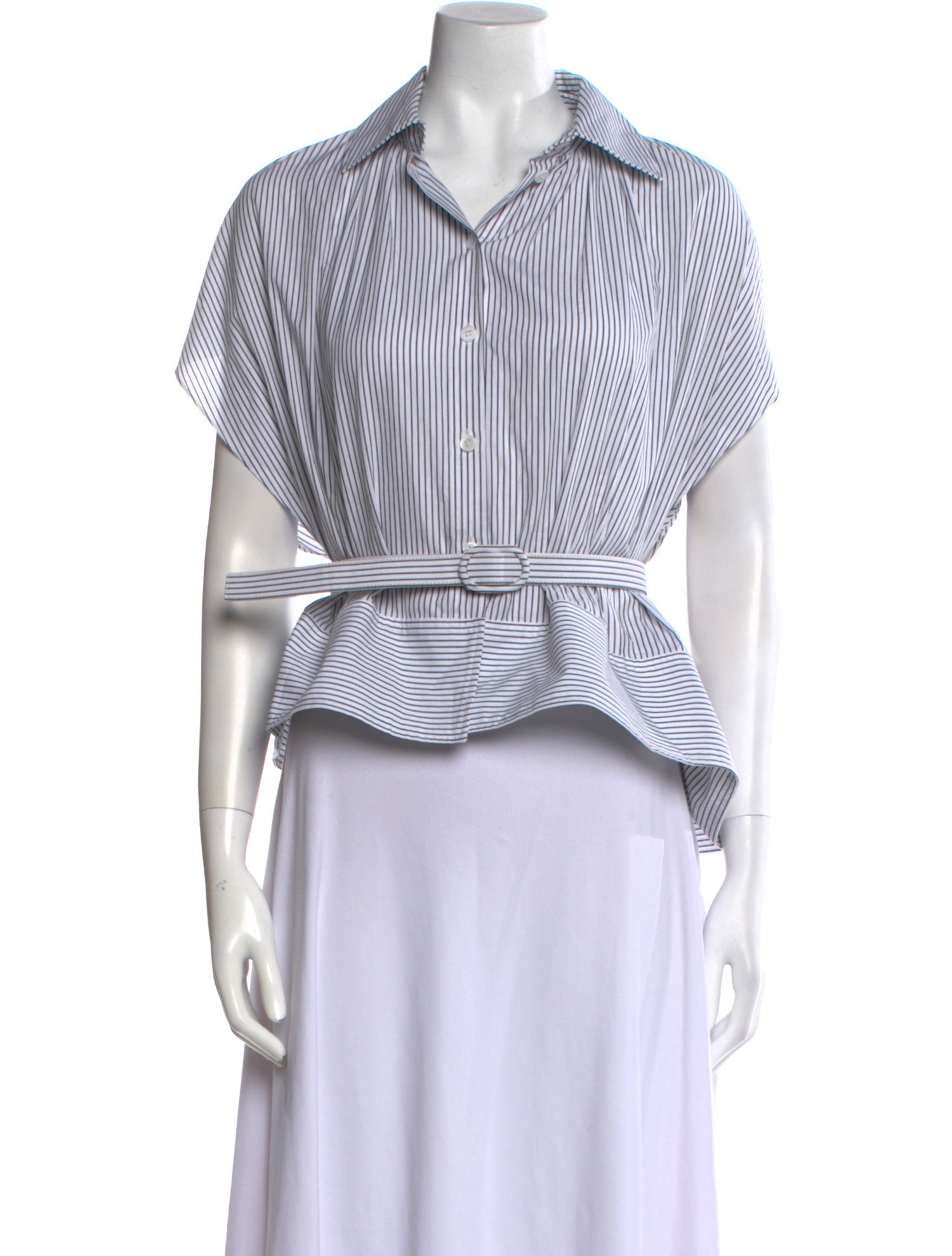 Rosie Assoulin Striped Short Sleeve Crop Top