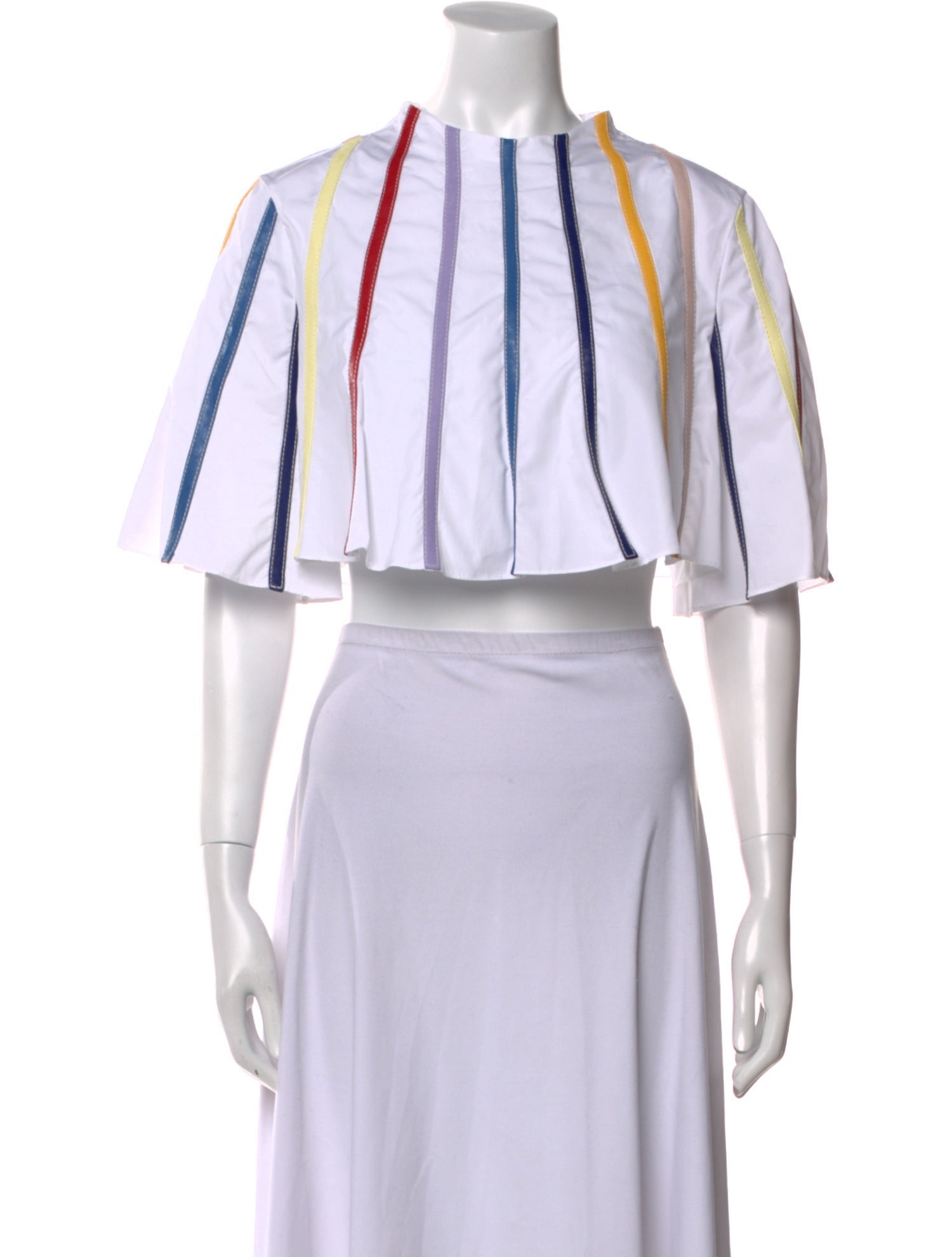 Rosie Assoulin Striped Crew Neck Crop Top