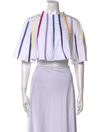 Rosie Assoulin Striped Crew Neck Crop Top