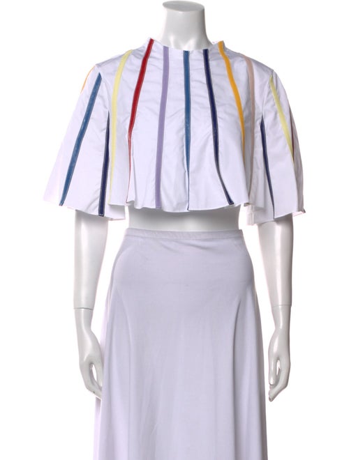 Rosie Assoulin Striped Crew Neck Crop Top