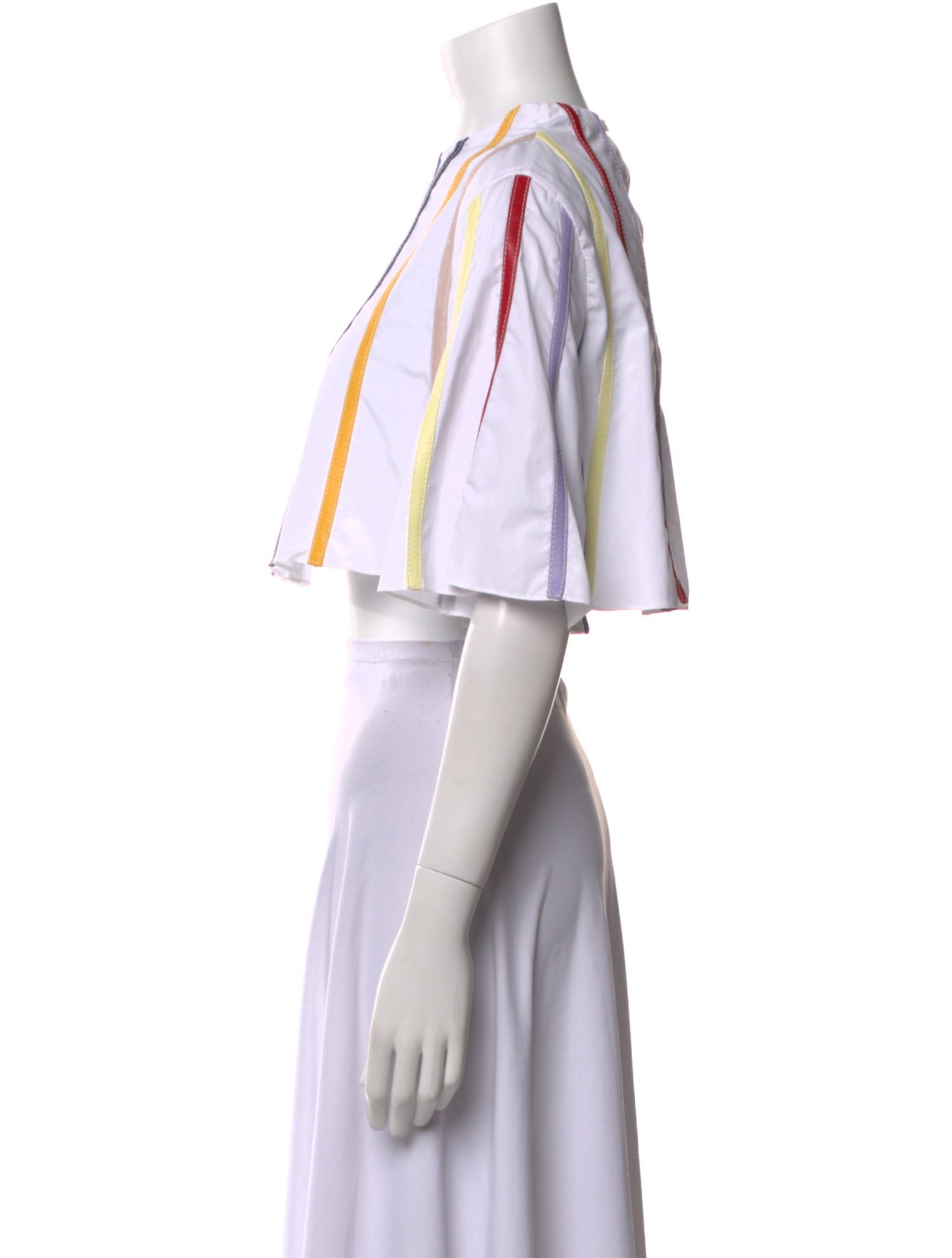 Rosie Assoulin Striped Crew Neck Crop Top