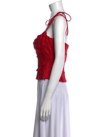 Rosie Assoulin Square Neckline Sleeveless Crop Top