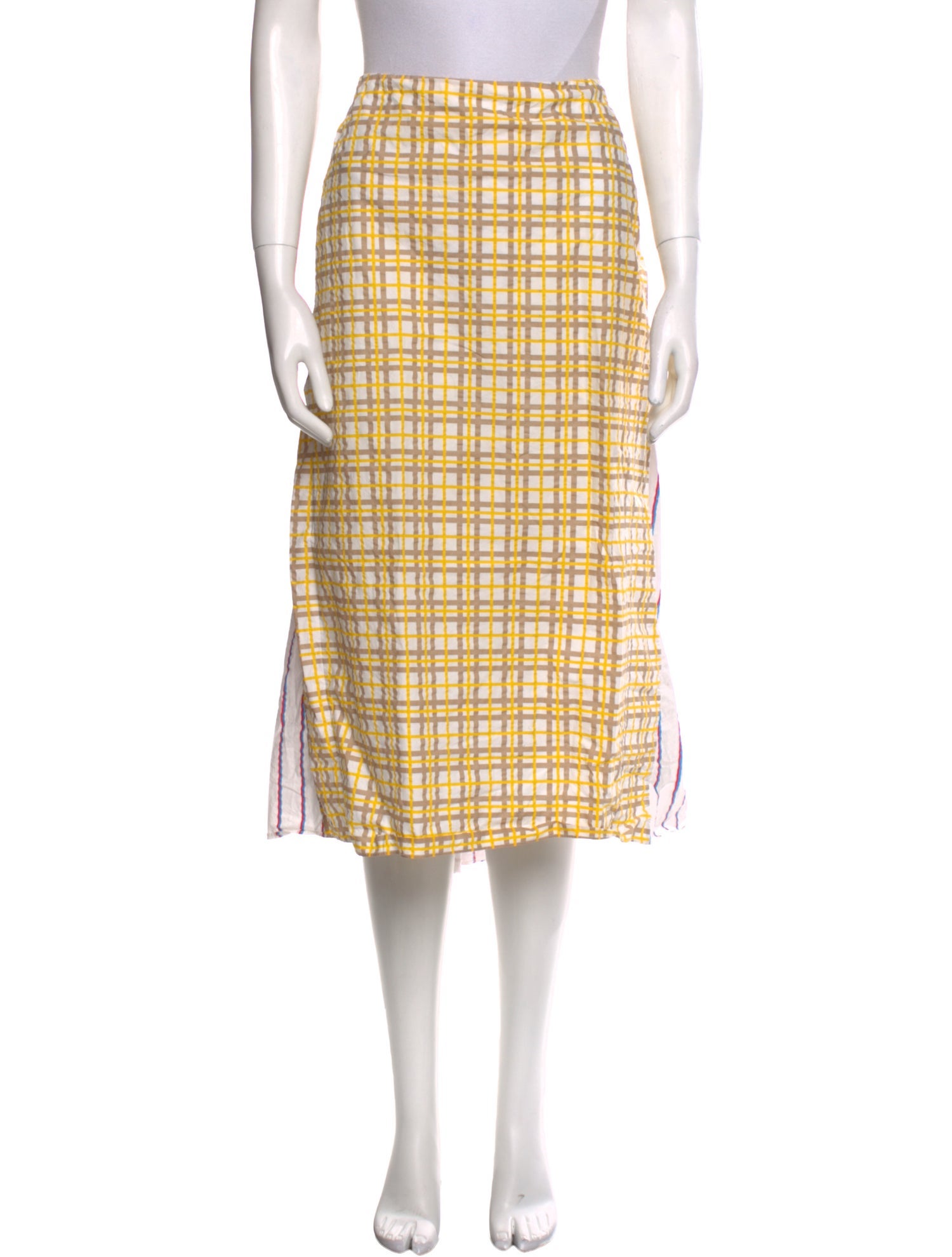 Rosie Assoulin Plaid Print Midi Length Skirt
