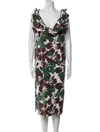 Rosie Assoulin Floral Print Midi Length Dress