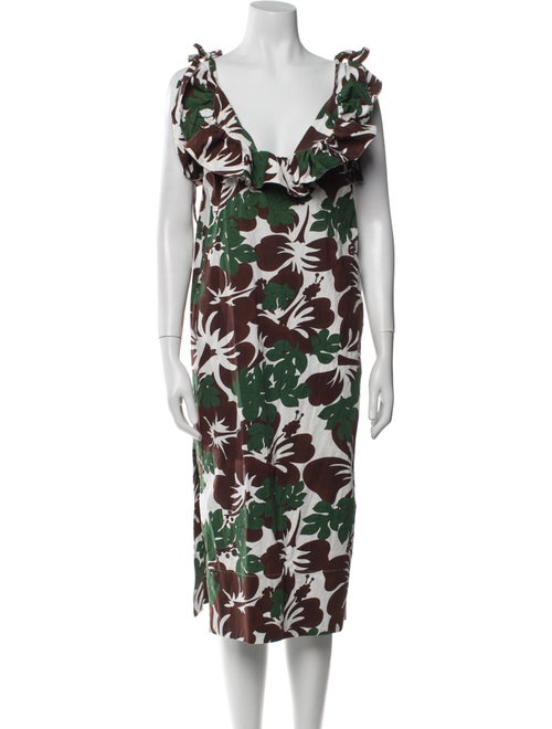 Rosie Assoulin Floral Print Midi Length Dress