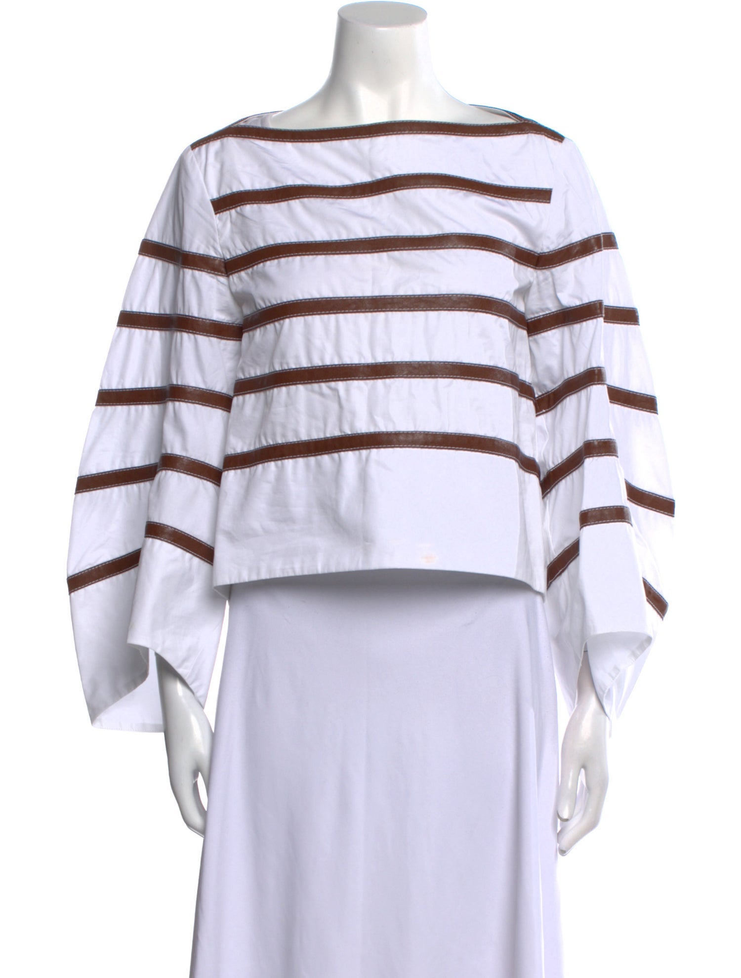 Rosie Assoulin Striped Bateau Neckline Crop Top