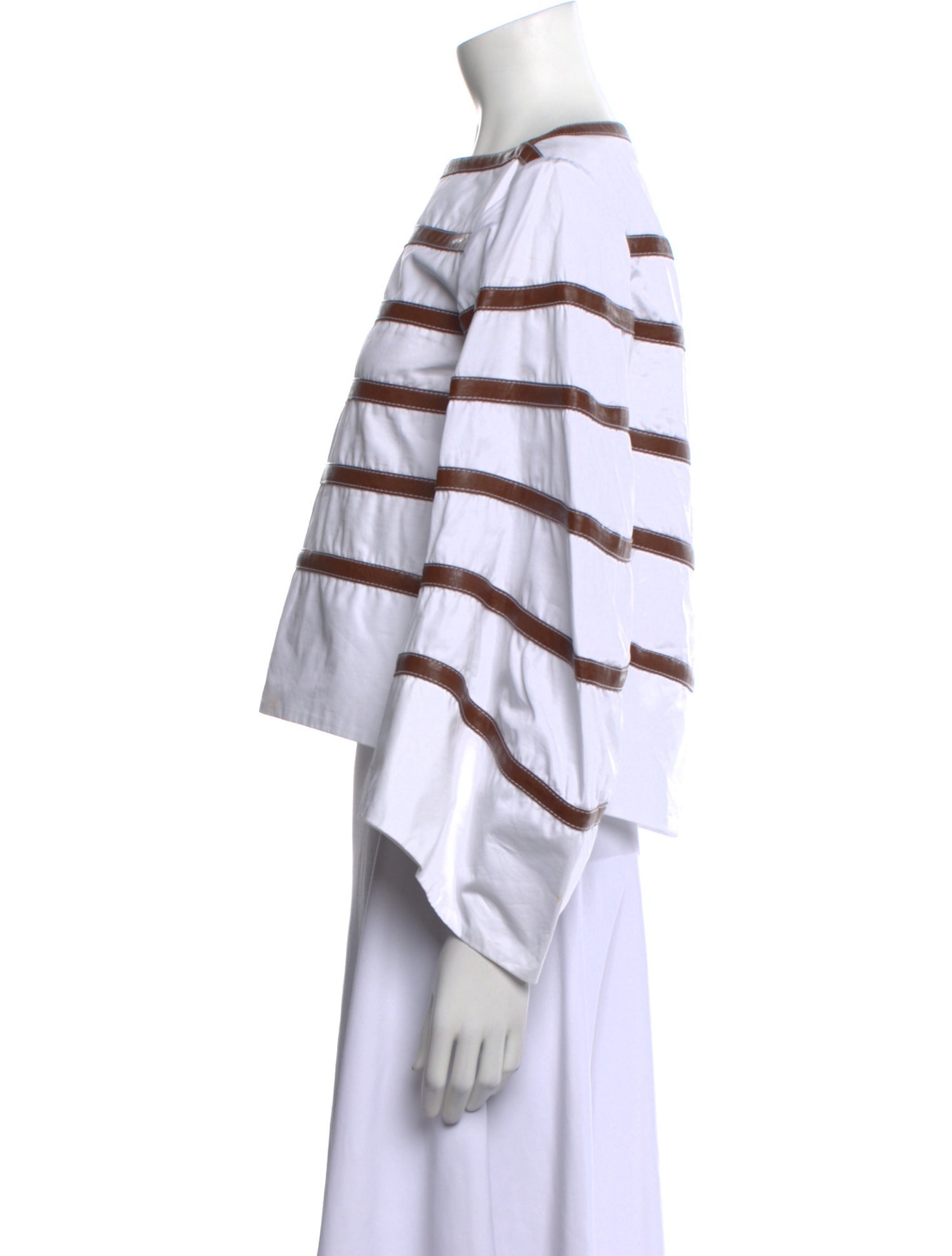 Rosie Assoulin Striped Bateau Neckline Crop Top