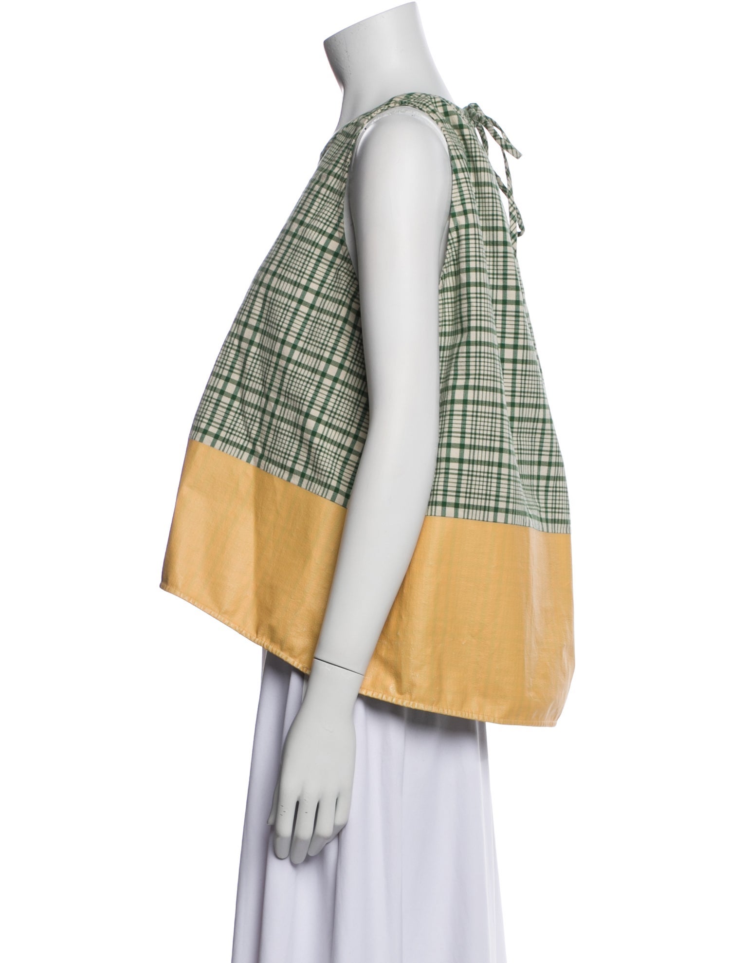 Rosie Assoulin Plaid Print Scoop Neck Crop Top