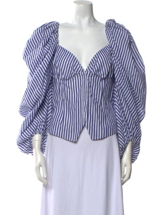 Rosie Assoulin Striped V-Neck Blouse