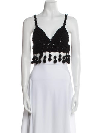 Rosie Assoulin V-Neck Sleeveless Crop Top