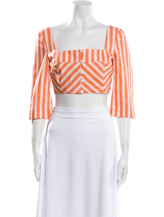Rosie Assoulin Striped Square Neckline Crop Top